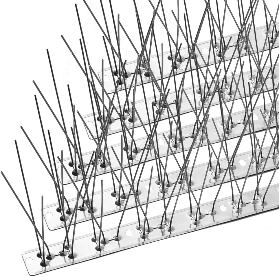 Detalle de OFFO HC-BS-901-E10 Bird Spikes, 304 Stainless Steel, 9-Piece, 10.2 ft
