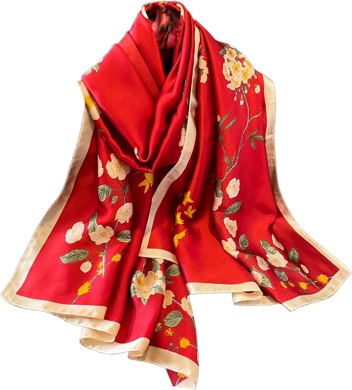 Detalle de FAIRYGATE Satin Scarf Women Elegant Soft Wraps – 180 x 90 cm