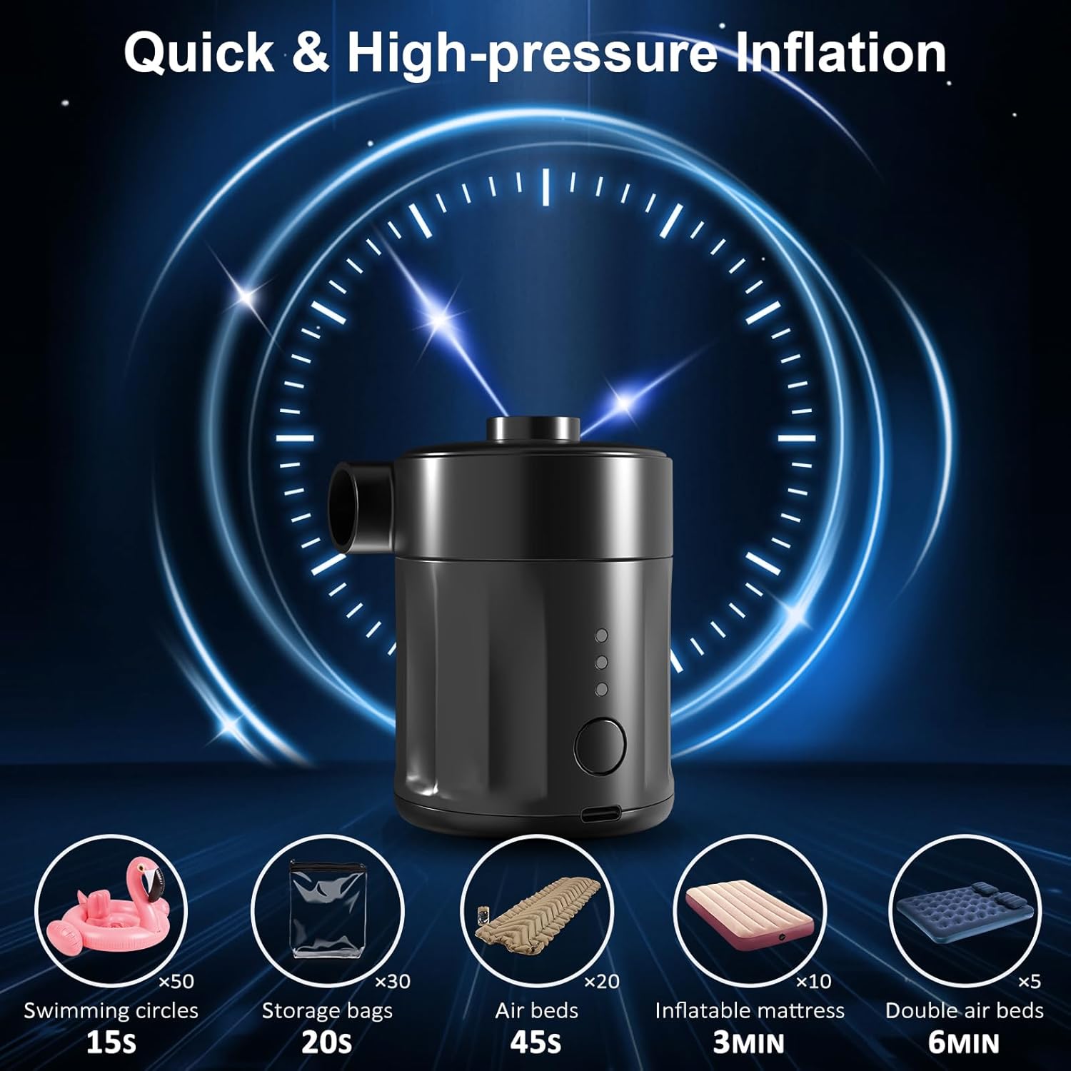 Thumbnail 3 de Mojimdo Portable Electric Air Pump for Inflatables – Rechargeable mini pump with 4 nozzles