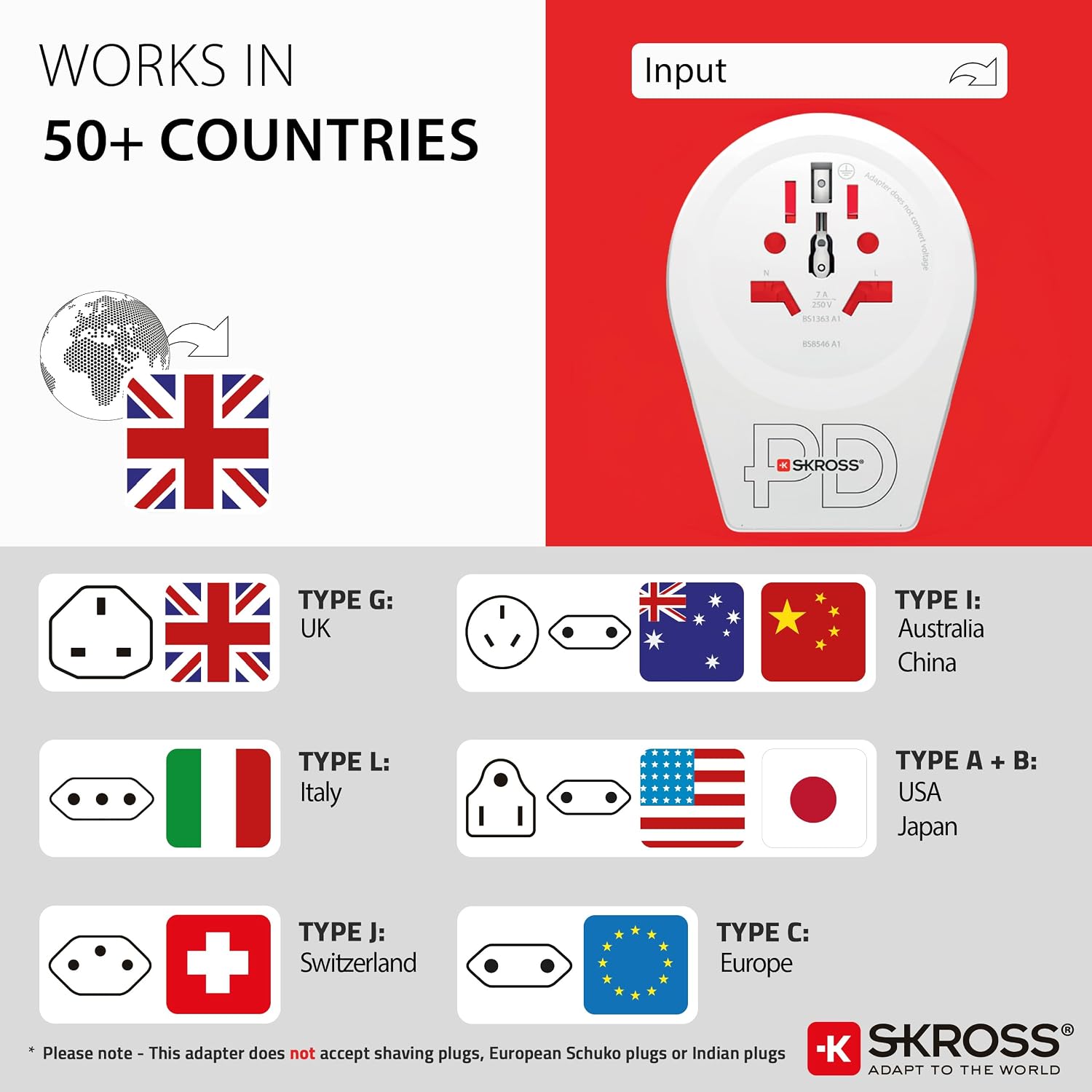 Detalle 1 de SKROSS World to UK USB AC20PD Travel Adapter