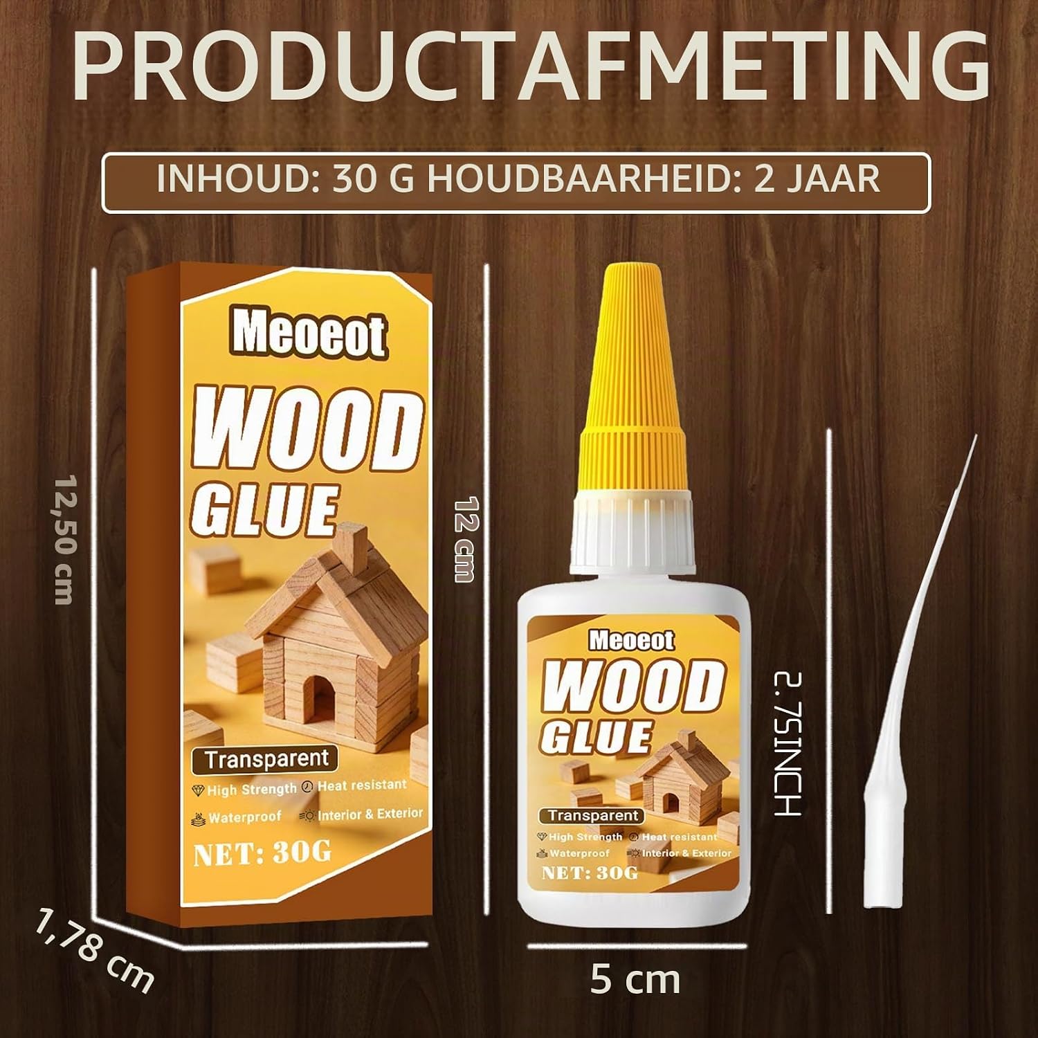 Thumbnail 6 de Meoeot H001 houtlijm 30 g, transparant, waterdicht en sneldrogend