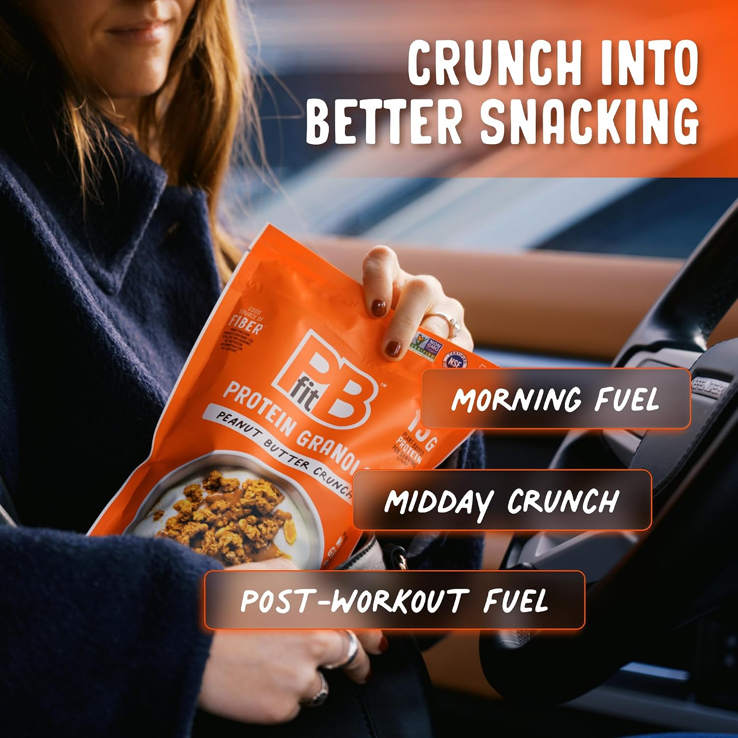 Detalle de PBfit Protein Granola, Peanut Butter Crunch, 15g Plant Protein, 11 Oz