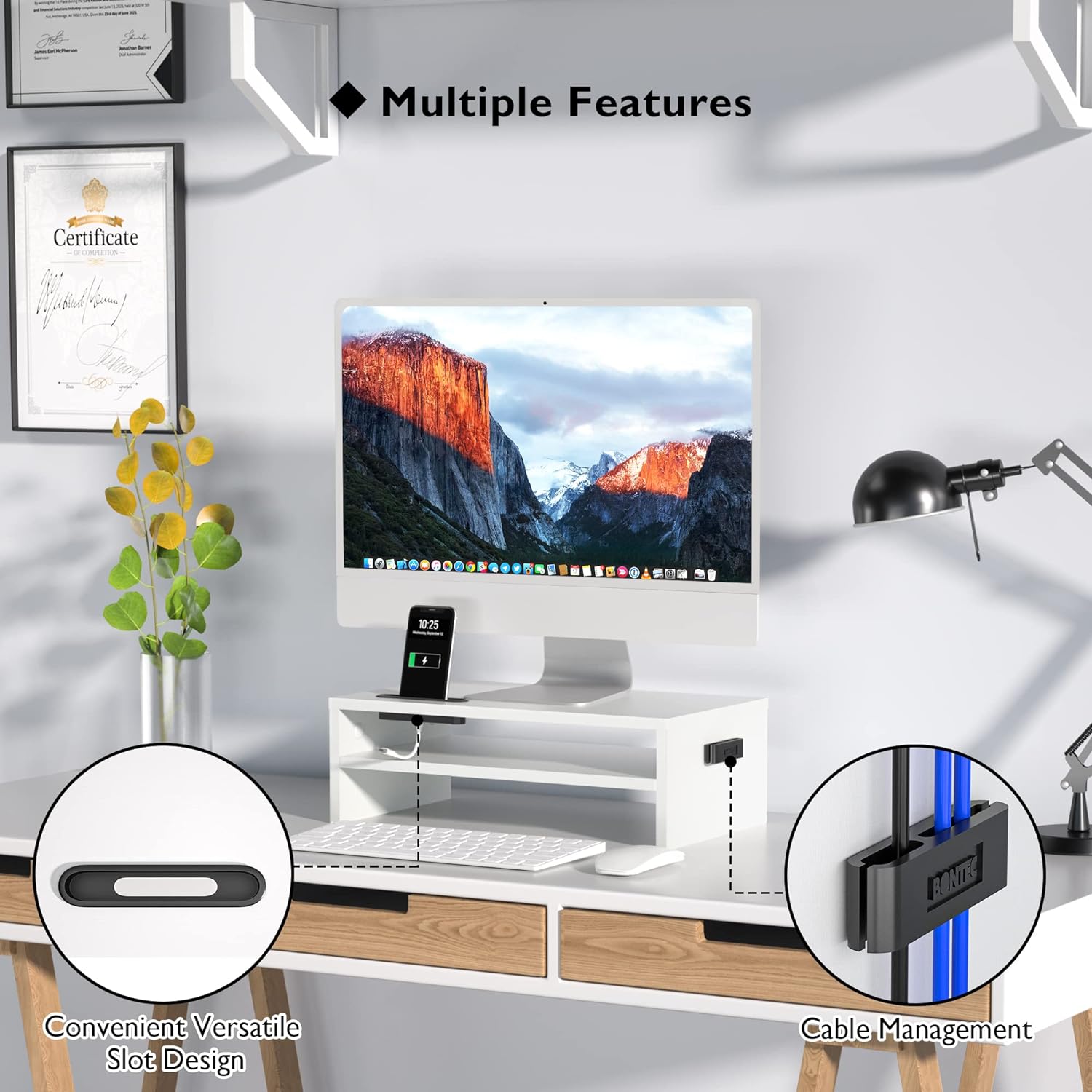 Detalle de BONTEC Wood Monitor Stand Riser 142mm