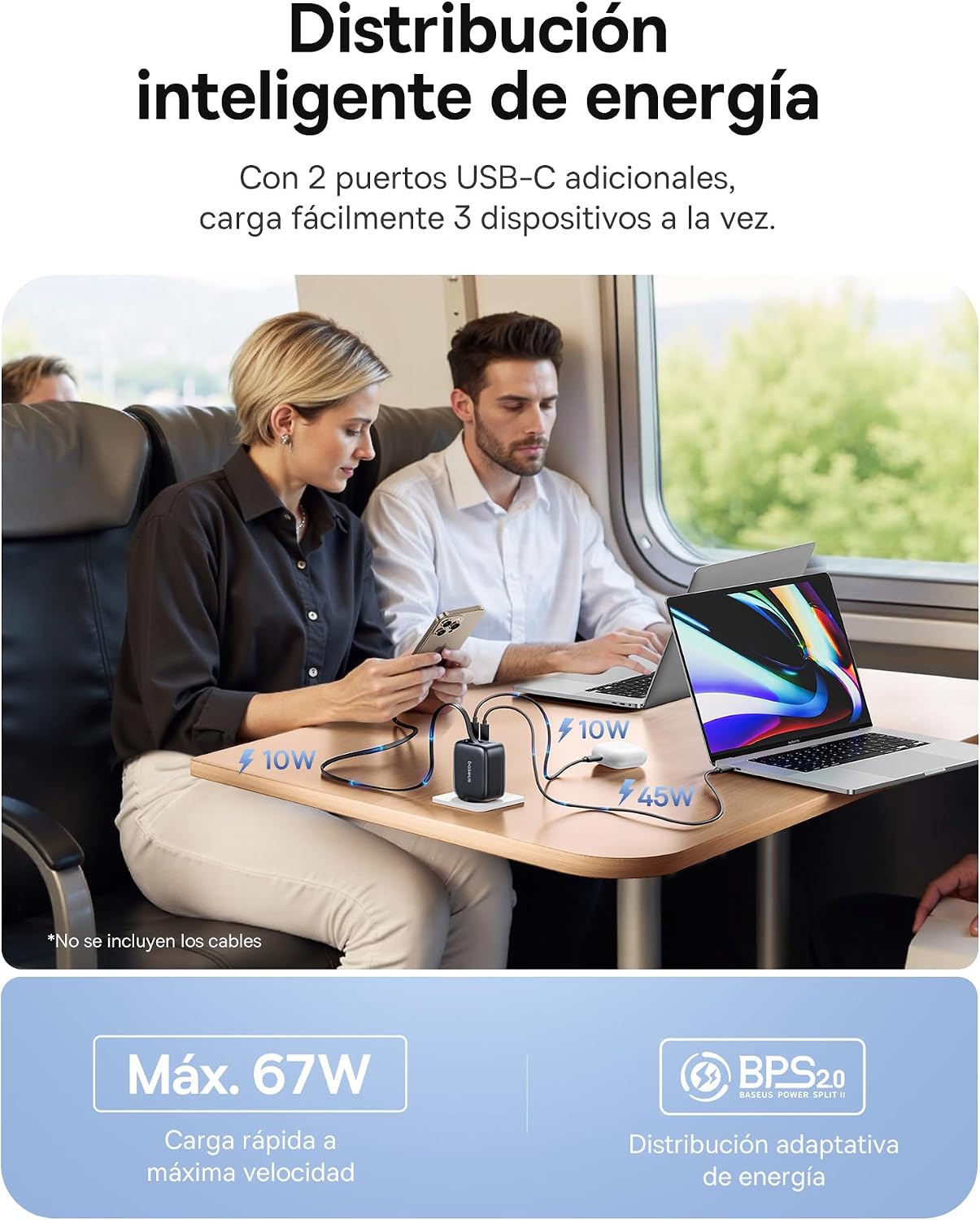 Thumbnail 3 de Baseus Enercore 67W USB-C Charger ⚡ con Cable Retráctil