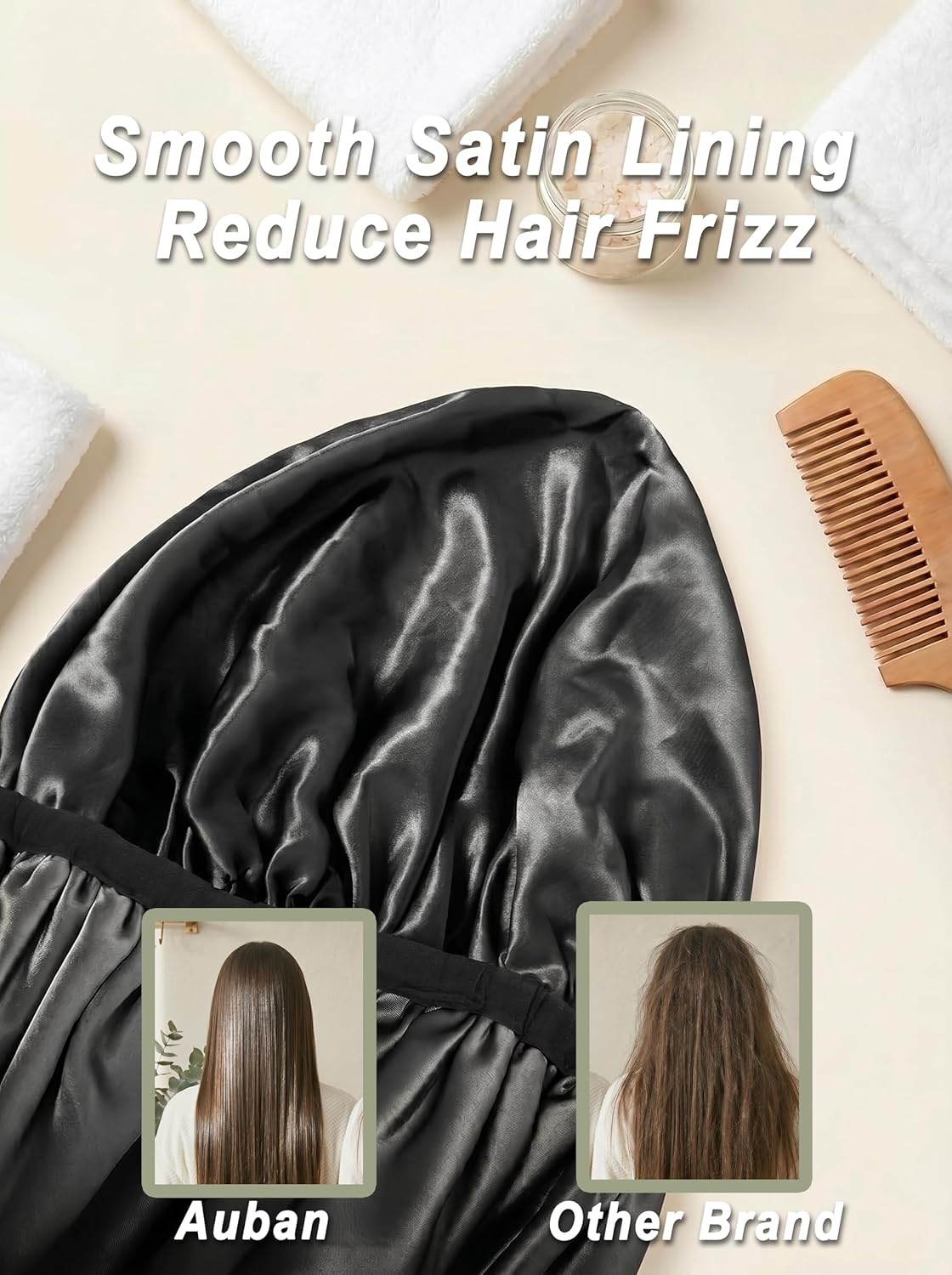 Thumbnail 4 de Auban Extra Large Shower Cap (XL) — Double-Layer Waterproof Reusable Bonnet for Long Hair, Braids & Locs (Black)