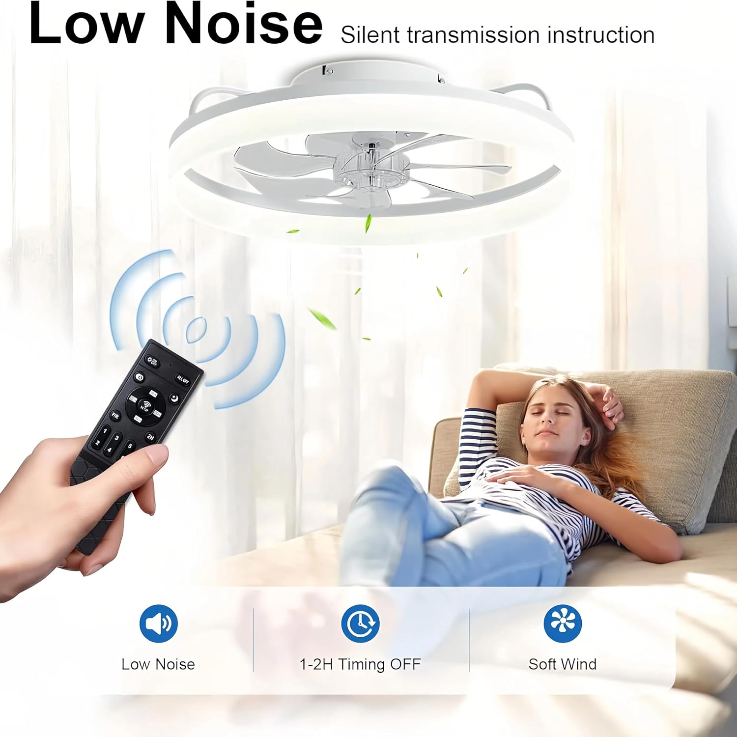 Detalle de DWDVBL 50CM smart ceiling fan with remote