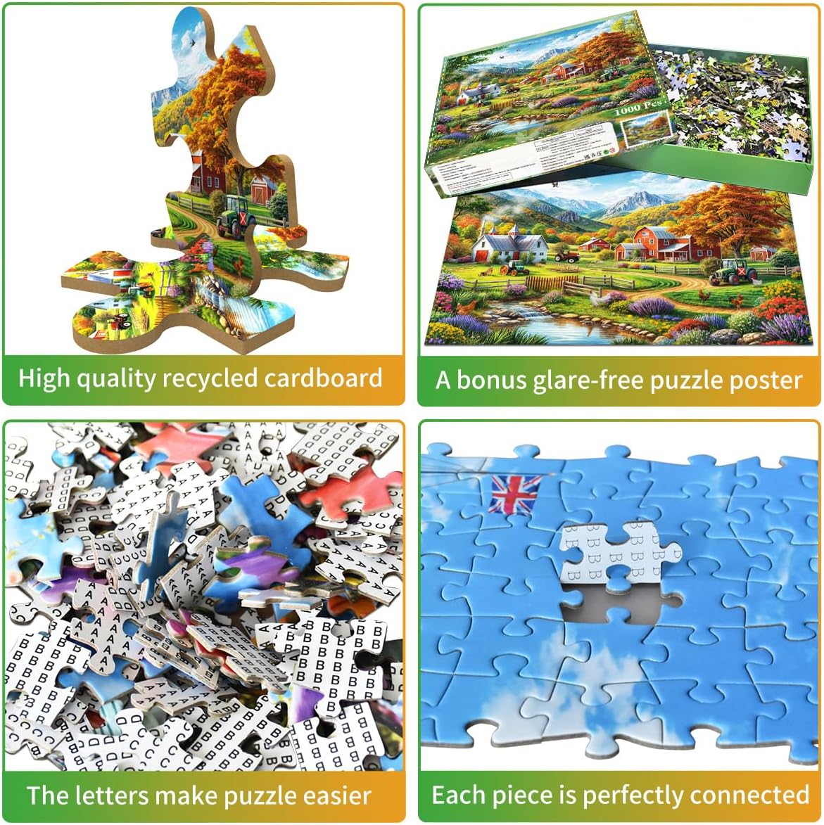 Thumbnail 2 de HUADADA 1000-Piece Country Life Jigsaw Puzzle for Adults