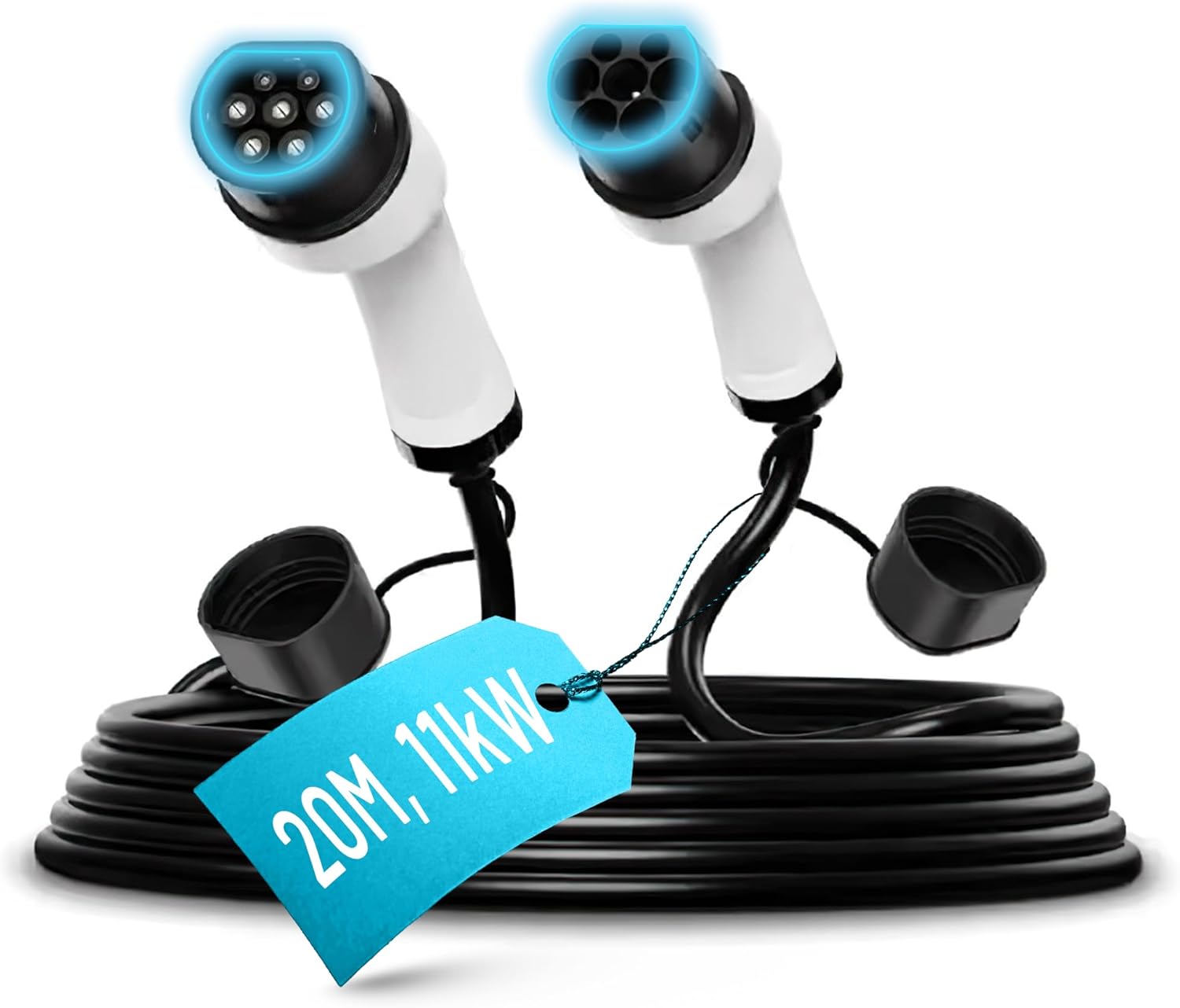 Long Type 2 EV Charging Cable (3 Phase) – Waterproof 15m & 20m, 20m 11kW, CE/TÜV/UKCA Certified