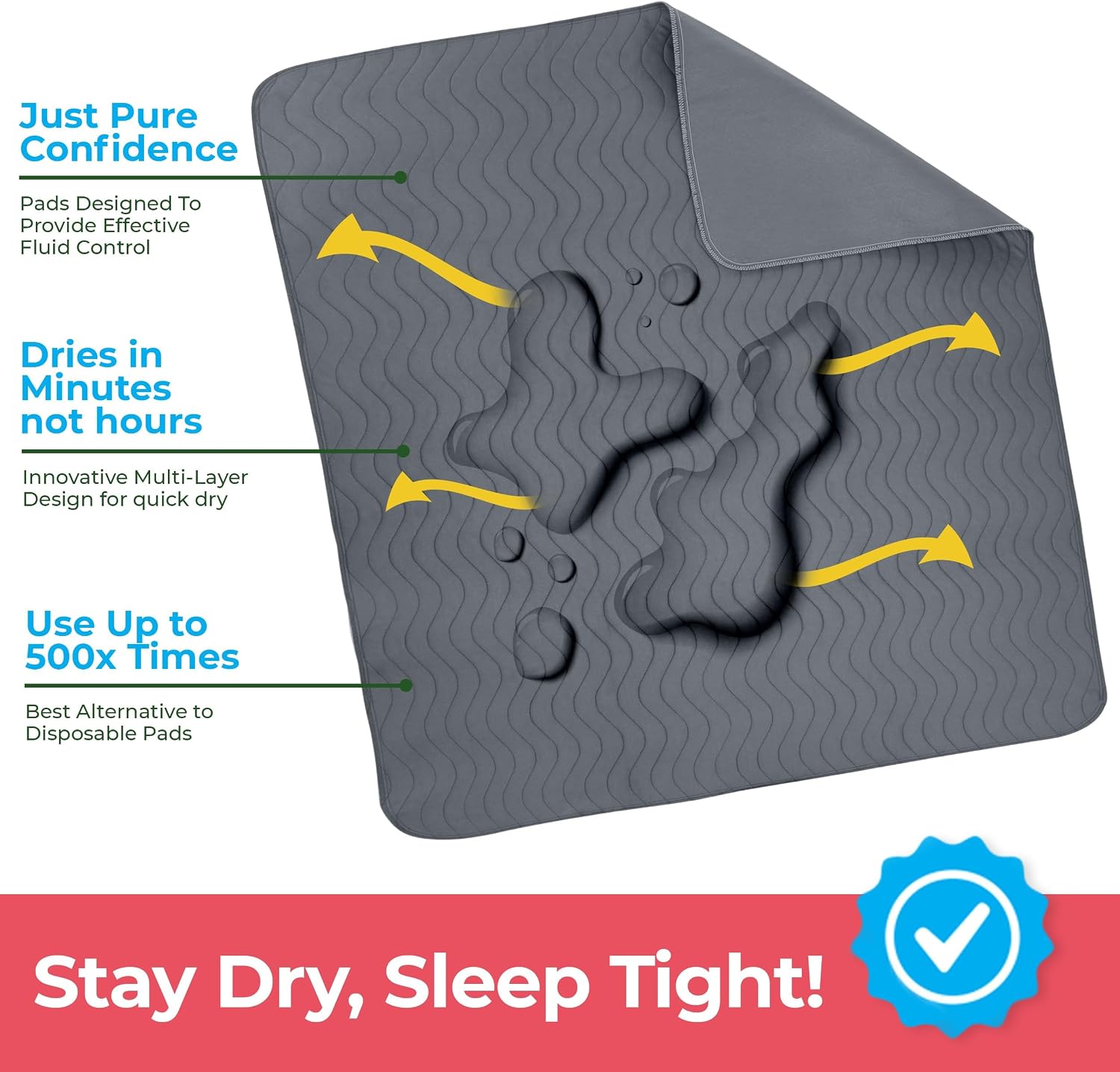 Detalle de Utopia Bedding UB3675 Washable Incontinence Bed Pads, 34" x 52", 4-Pack