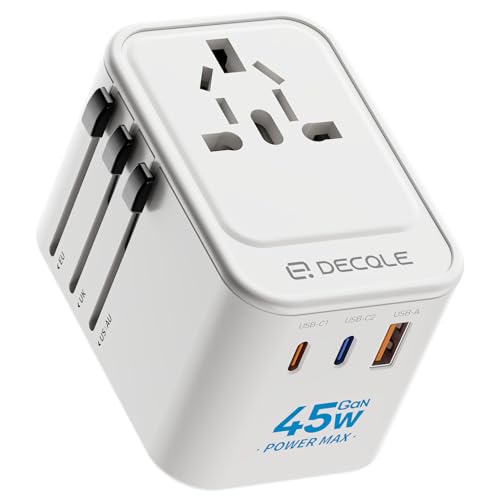 Detalle de Adaptateur prise universelle decqle 45W GaN : 2 ports USB-C et 1 USB-A