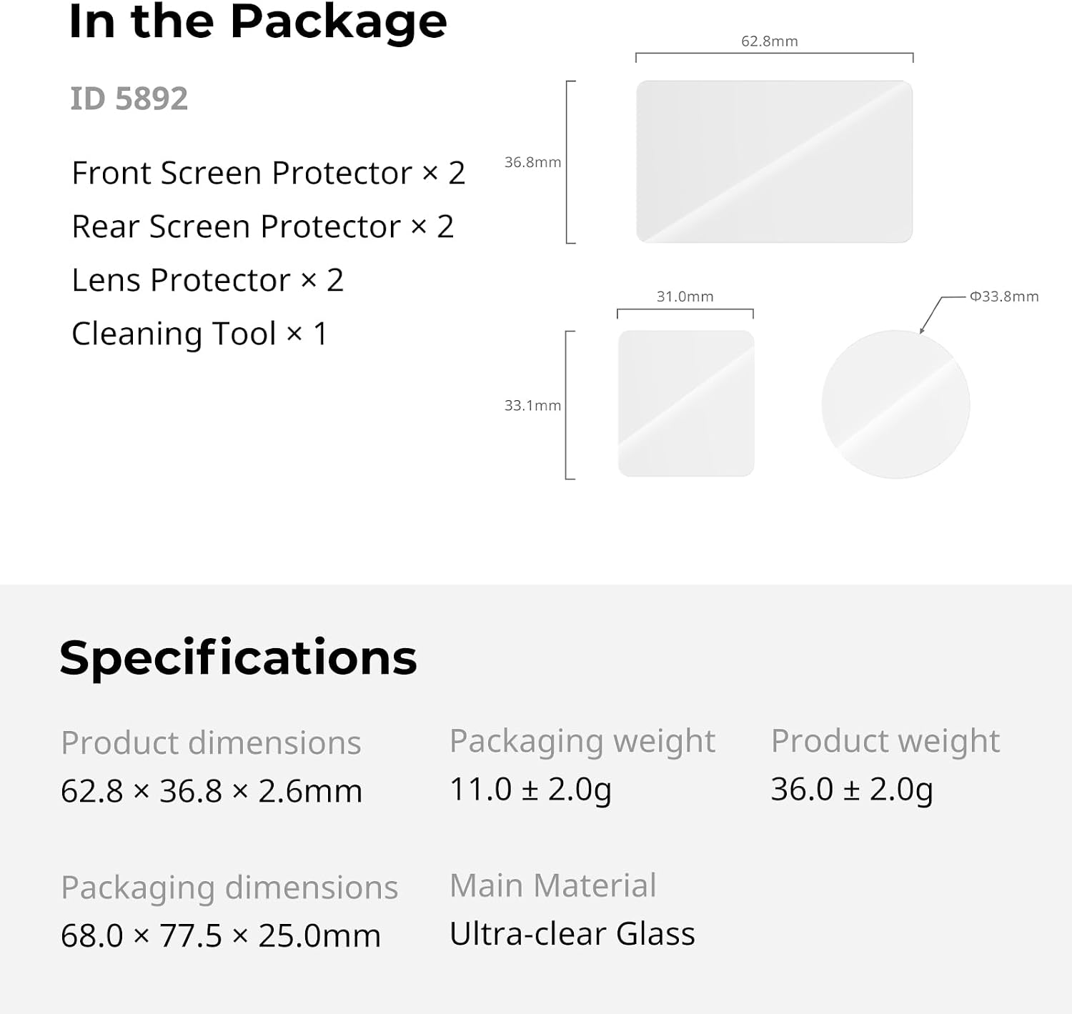 Thumbnail 6 de SmallRig Kit de protection d’écran en verre trempé pour DJI Osmo Action 6 (5892) – intégrale, ultra-fin
