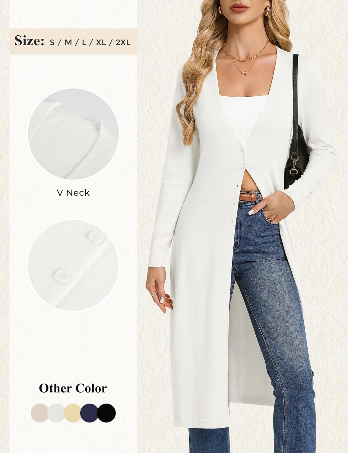 Thumbnail 4 de GRACE KARIN Womens Long Cardigan: Lightweight, Versatile Duster for Everyday Style