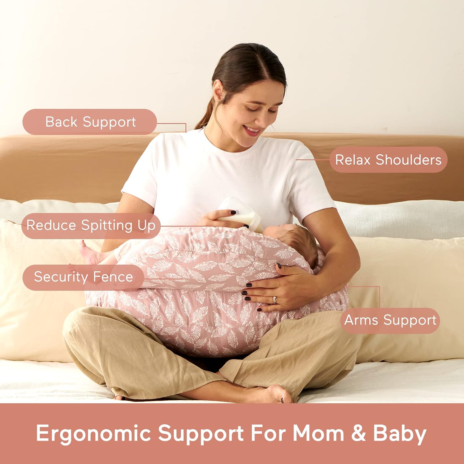 Detalle 2 de momcozy Nursing Pillow Ergonomic Support, Pink