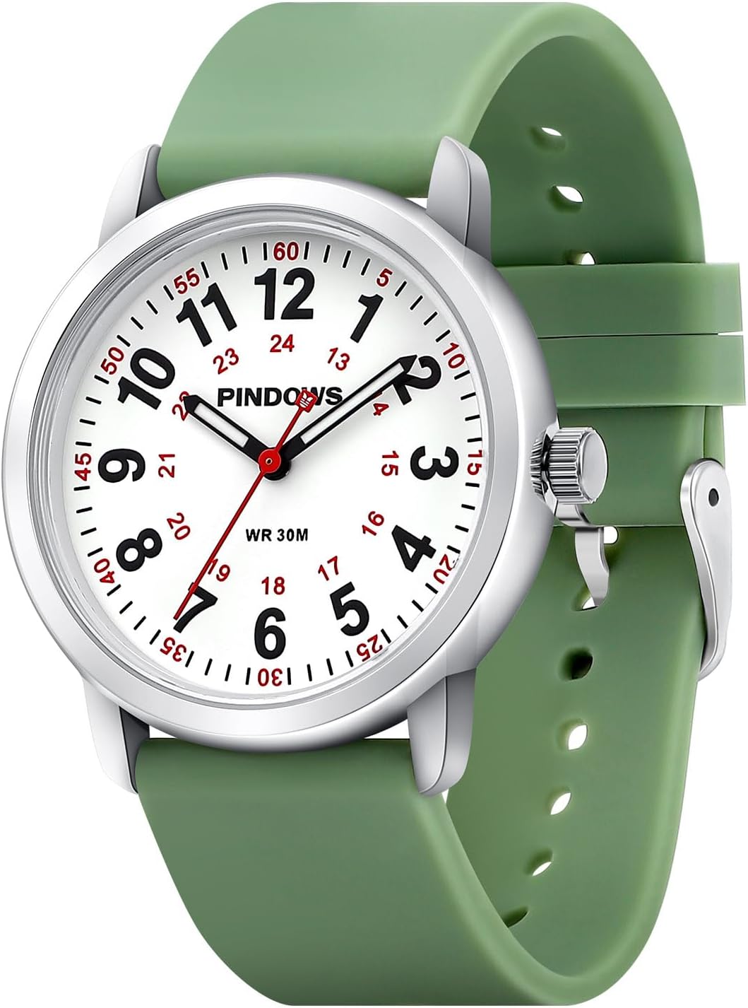 Detalle 2 de Women Nurse Watch with Silicone Band – Luminous Dial, 38mm Case, Quartz Analog