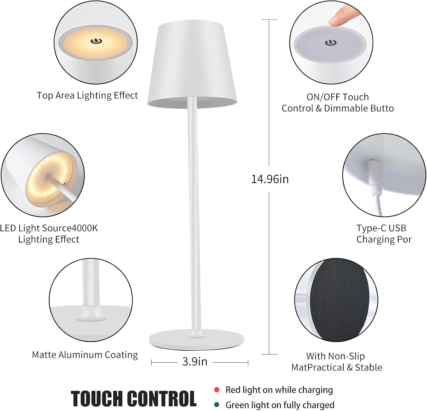 Detalle de Zoeger Lot de 2 lampes de table LED 5000 mAh