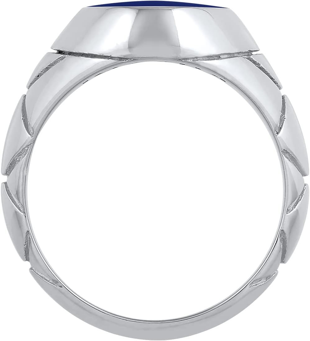 Thumbnail 2 de Kuzzoi Siegelring Herrenring oval mit blau Emaille in 925 Sterling Silber, oxidiert verziert – Ringbreite ca. 13 mm (Gr. 54–66)