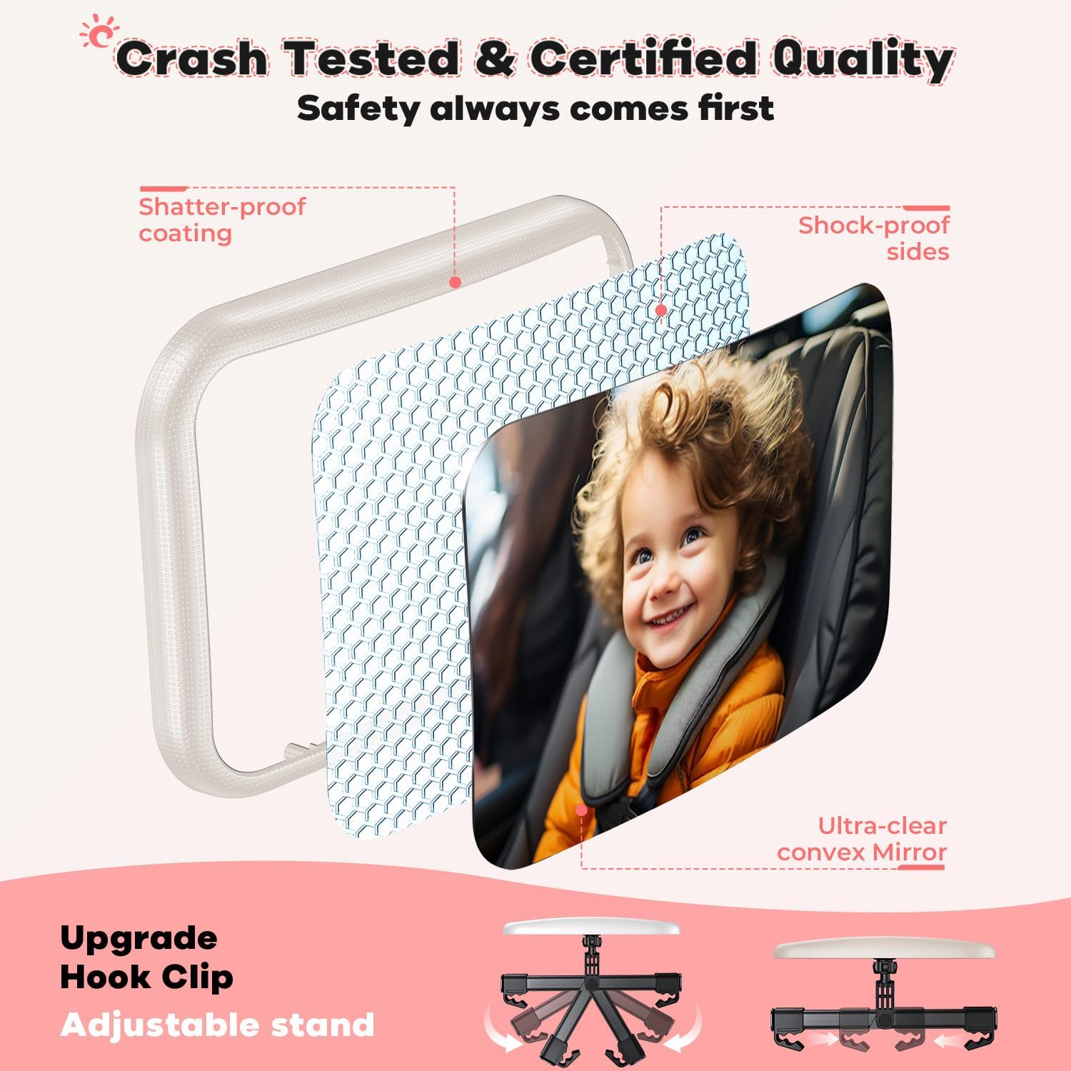 Thumbnail 2 de Mirrorsafe Baby Car Mirror for Rear-Facing Car Seats (White) – 360° Rotation, Shatterproof View