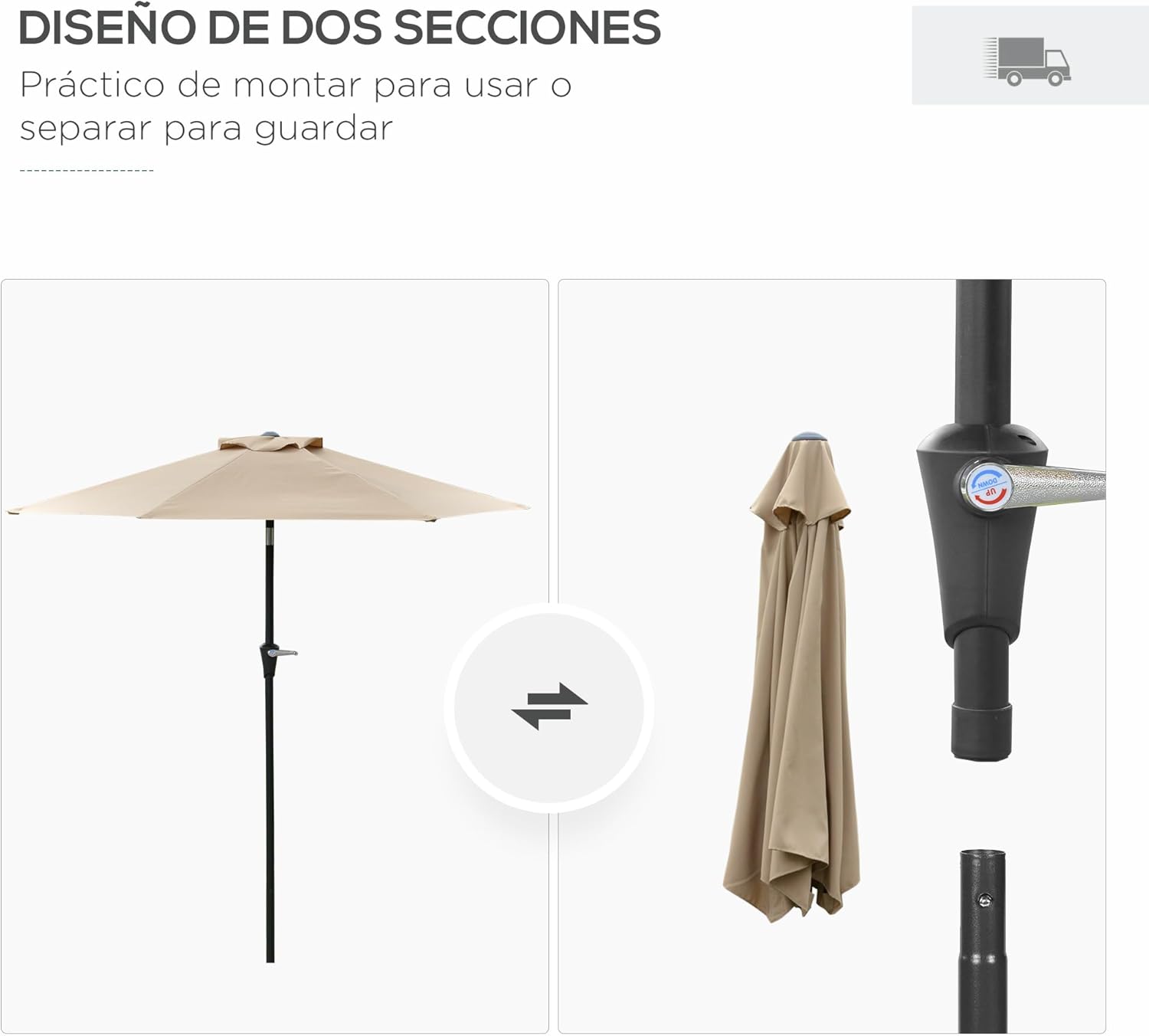 Thumbnail 5 de Outsunny Sombrilla Terraza Ø230 cm