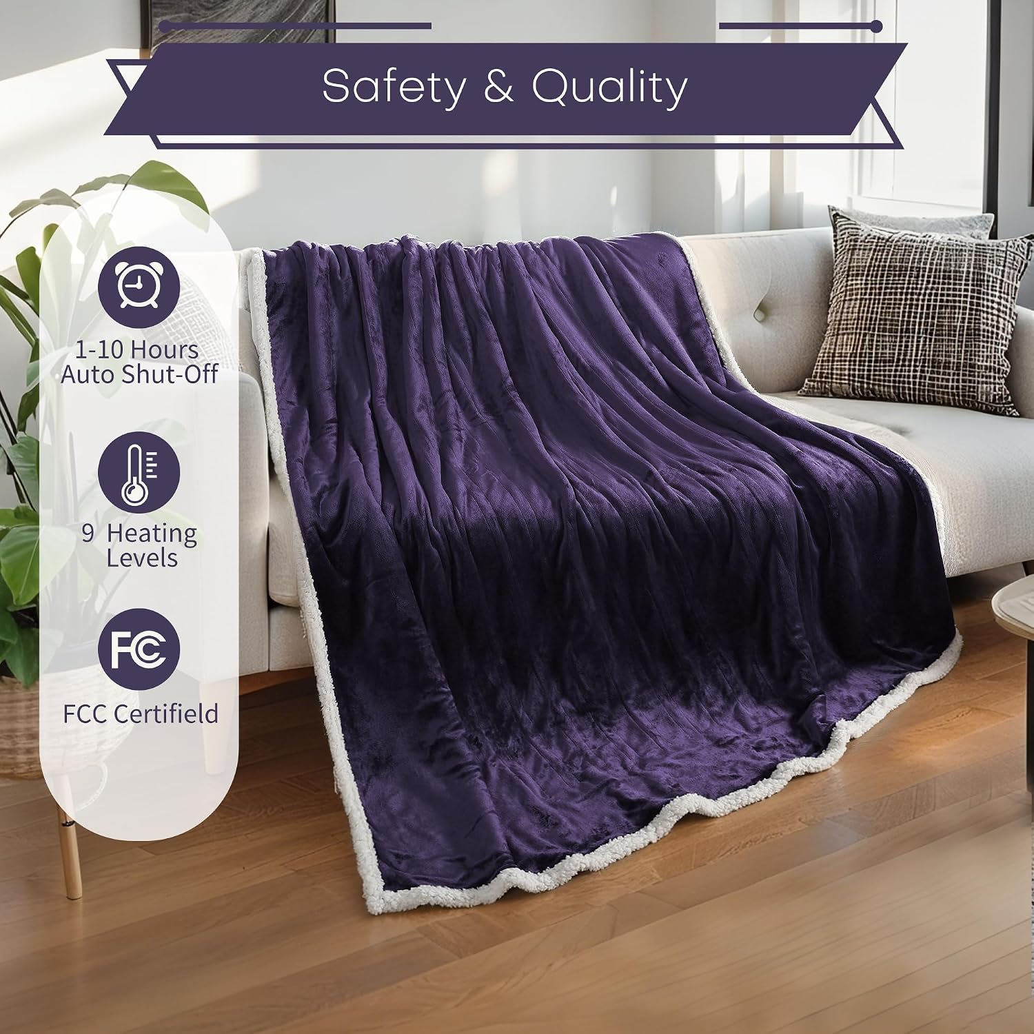 Detalle de Electric Heated Blanket Full Size 72"x84" 6-Heat Settings