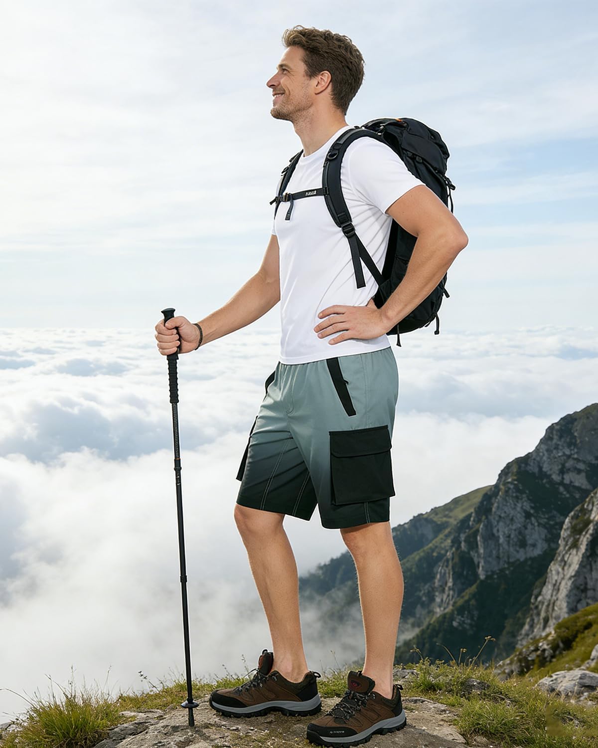 Detalle de VAYAGER Short de Randonnée Cargo pour Homme – léger et à séchage rapide