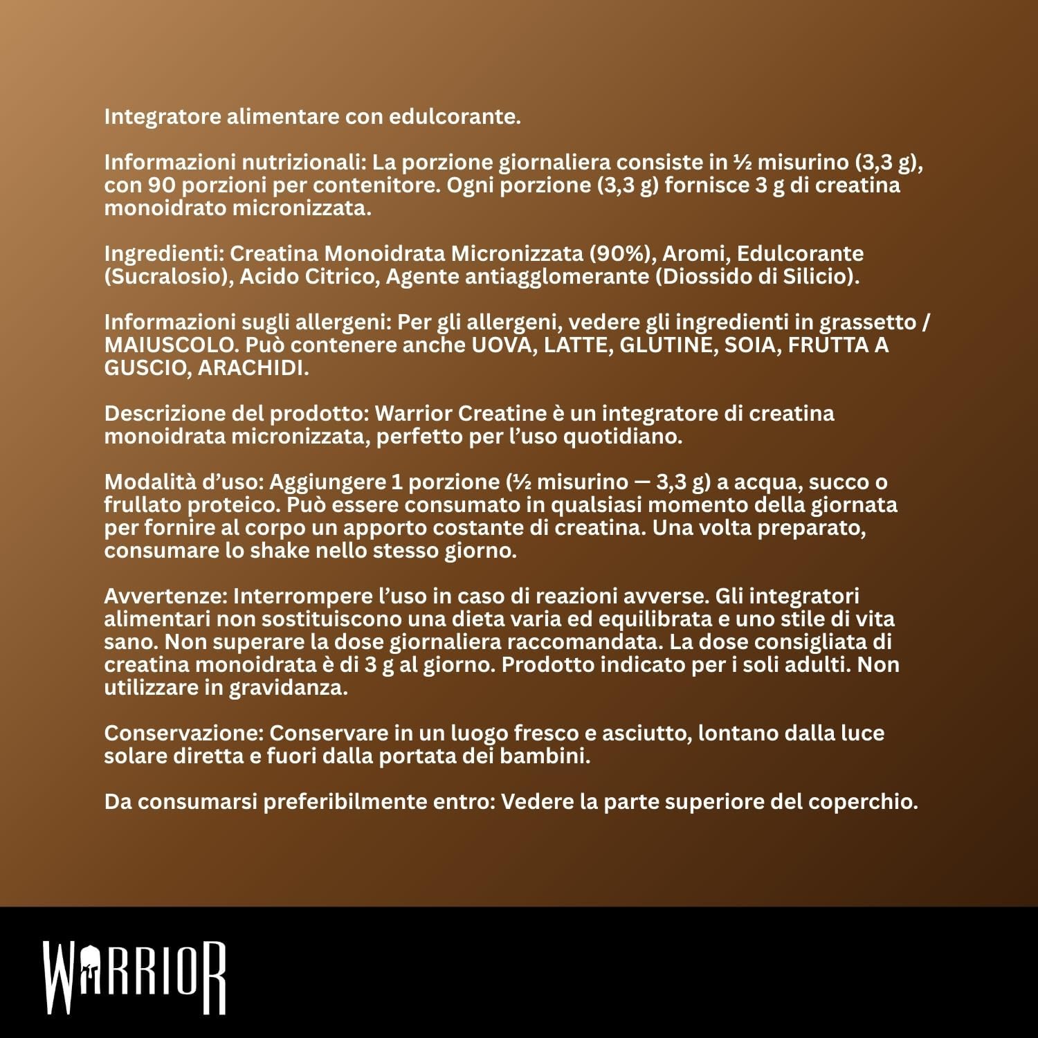 Detalle 2 de Warrior Creatina Monoidrata in Polvere 300 g – pura creatina monoidrata micromizzata per massa, forza e recupero