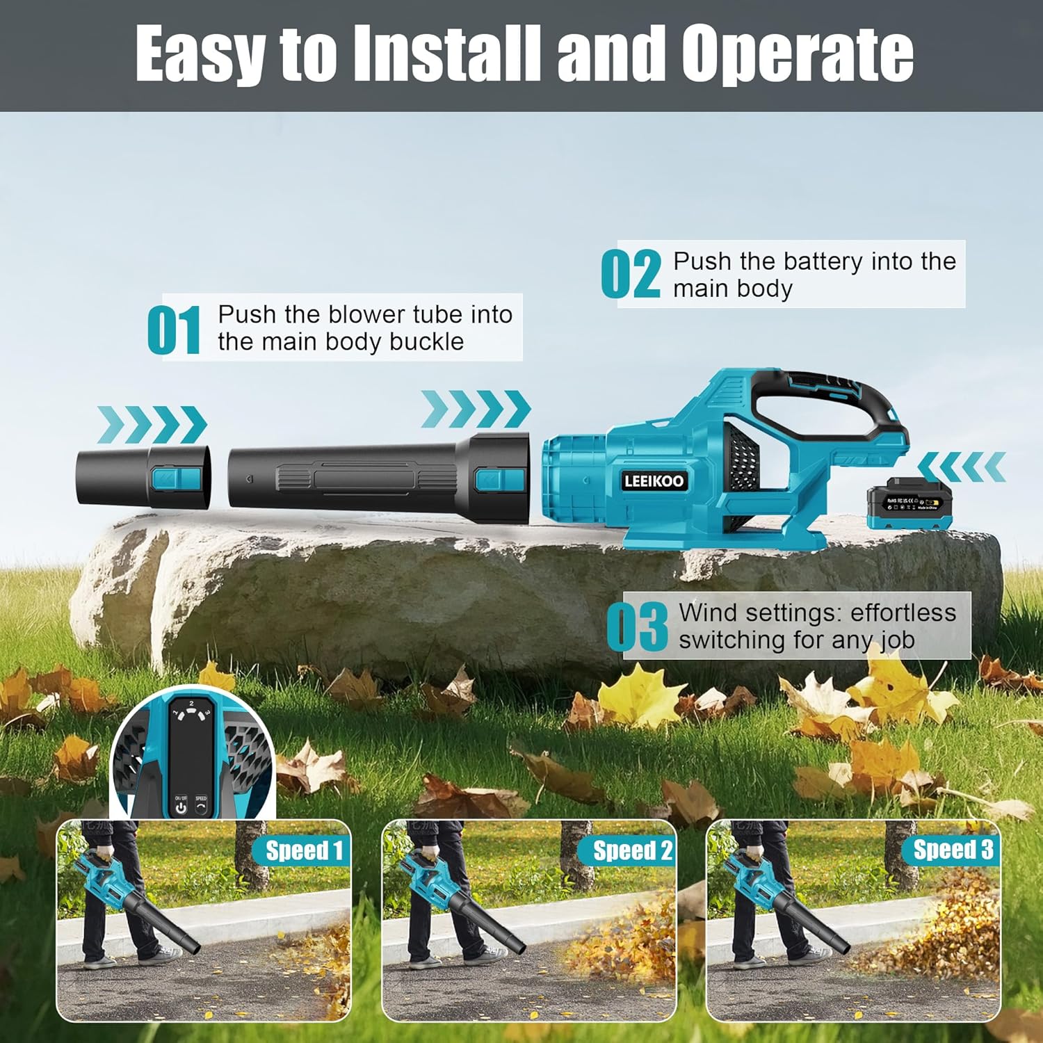 Detalle 2 de Leeikoo Soplador 21V con Batería 4.0Ah