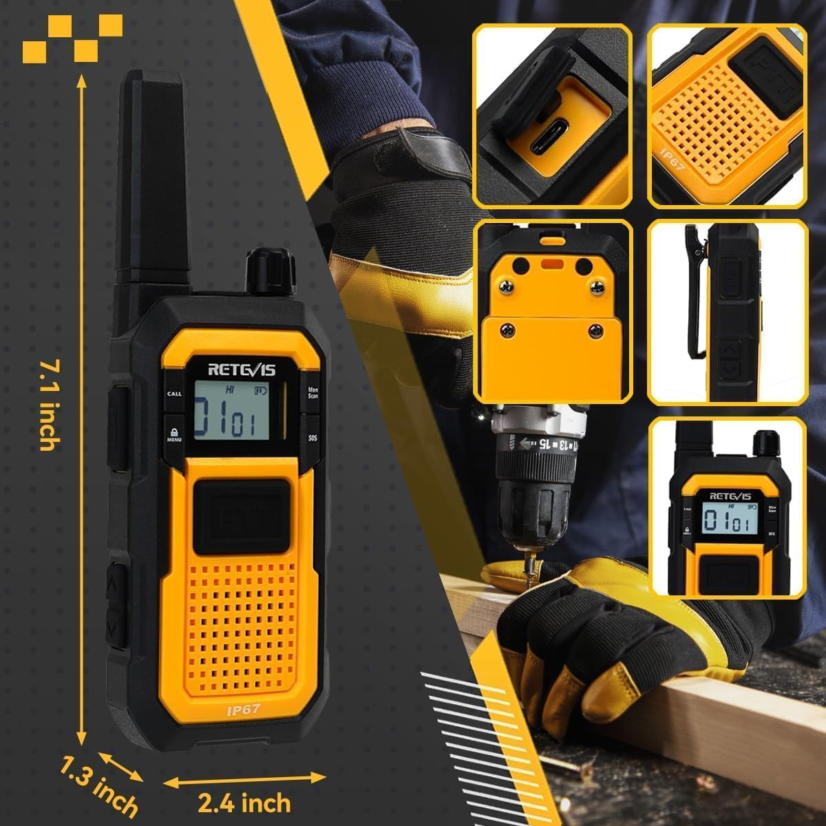 Thumbnail 6 de Retevis RB48 Long Range Walkie Talkies 20hr Battery
