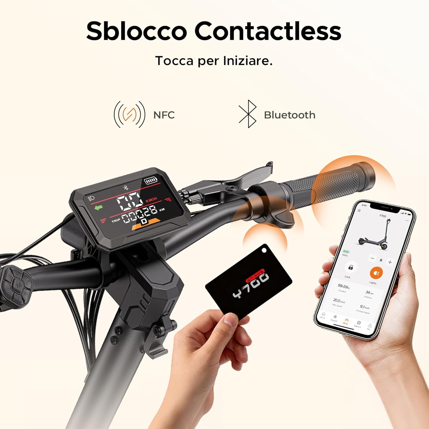 Detalle de ENGWE Y700: Monopattino Elettrico Pieghevole con Batteria 48V 18.2Ah, NFC/Bluetooth, Autonomia fino a 85 km