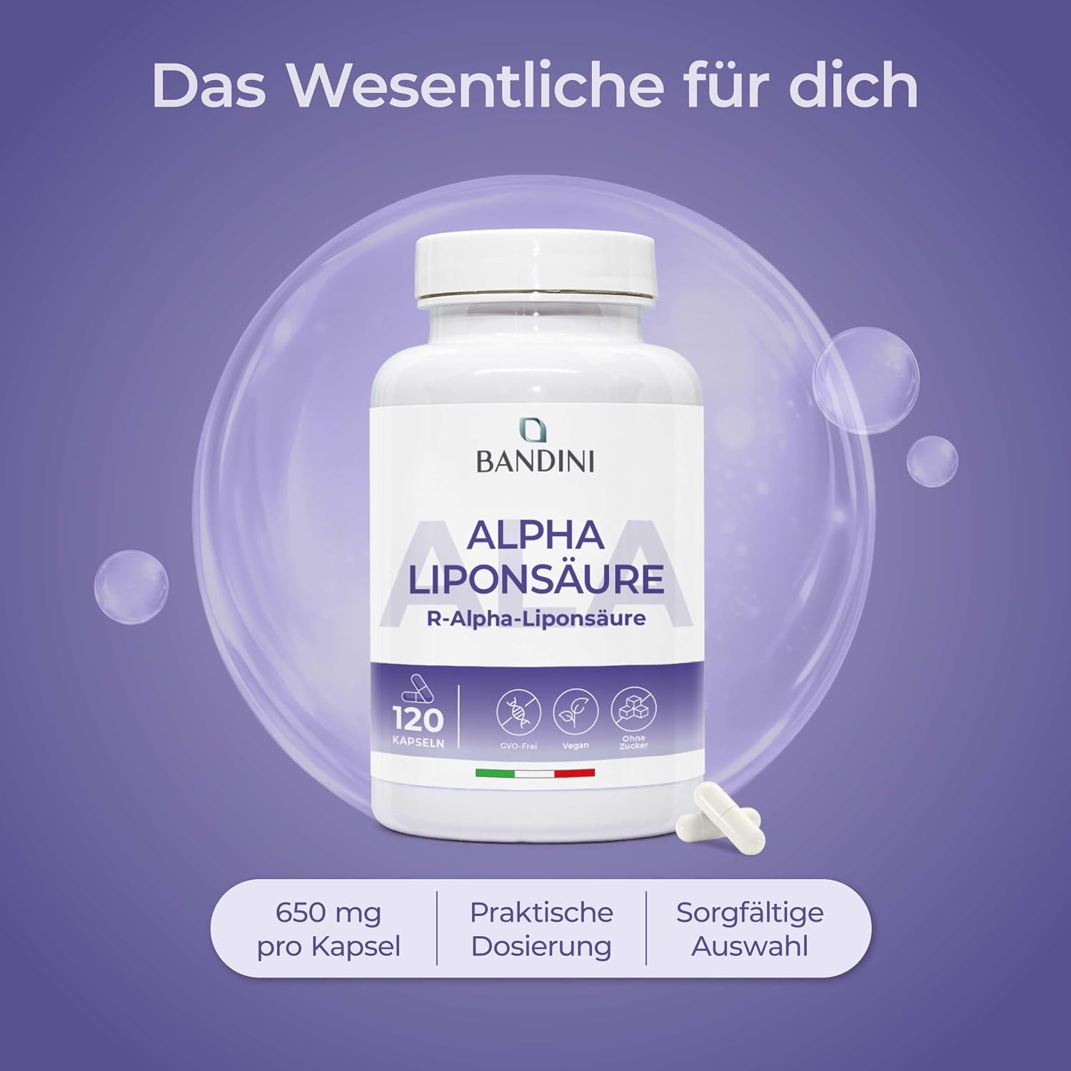 Detalle 2 de Bandini Alpha-Liponsäure 650 mg 120 Kapseln