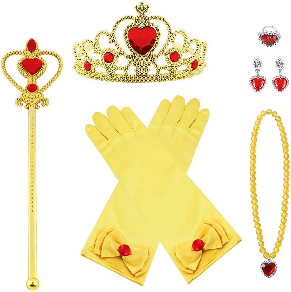 Thumbnail 5 de Vicloon set di costumi da principessa con parrucca, tiara, bacchetta e accessori (8 pezzi / 9 pezzi) per bimbi 3–9 anni