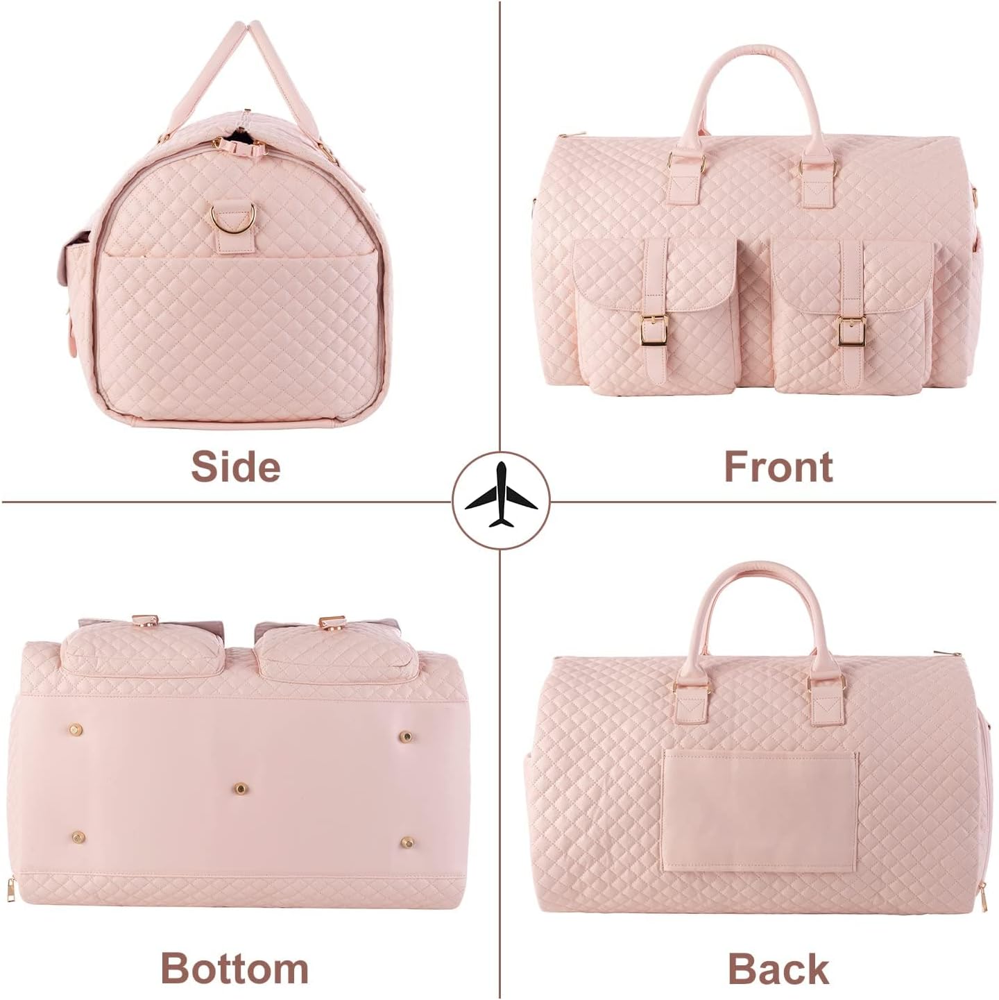 Thumbnail 4 de Convertible Leather Garment Bag for Women – 2 in 1 Hanging Suitcase with Shoe Pouch and Travel Duffle