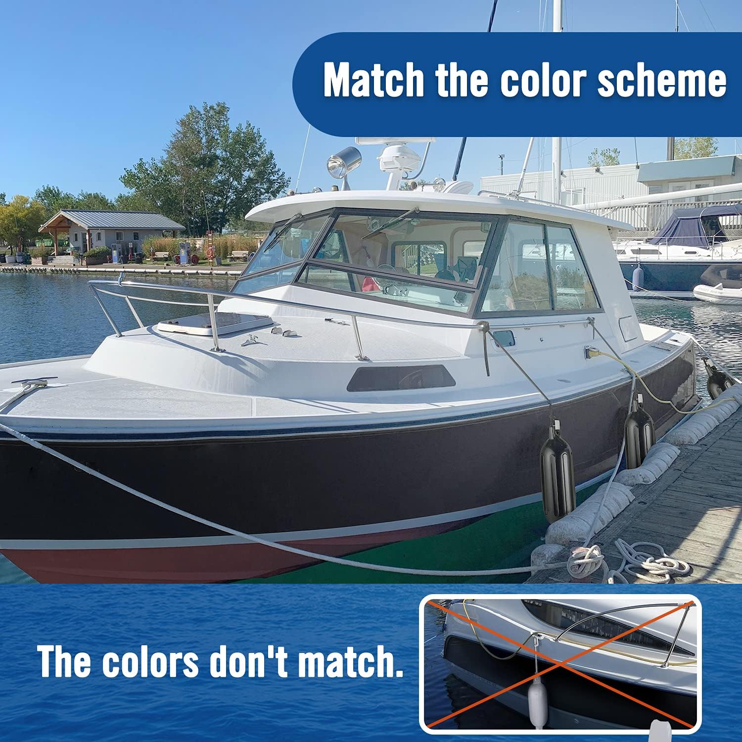 Detalle de Affordura Boat Fender 4 Pack: 4x 6.5-Inch Boating Fenders with Ropes, Pump and Storage Bag
