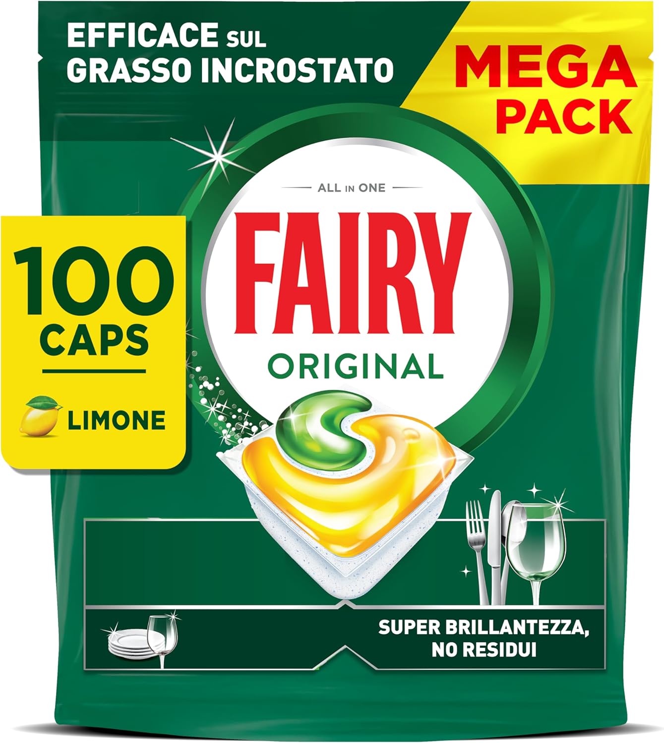 FAIRY Original Pastiglie Lavastoviglie al Limone, 100 capsule