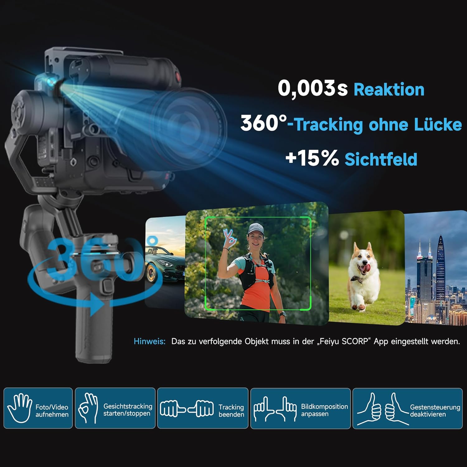 Thumbnail 1 de FeiyuTech SCORP-C2 Kamera Gimbal – KI-Tracking 4.0, 3,5 kg Traglast, vertikale Aufnahmen