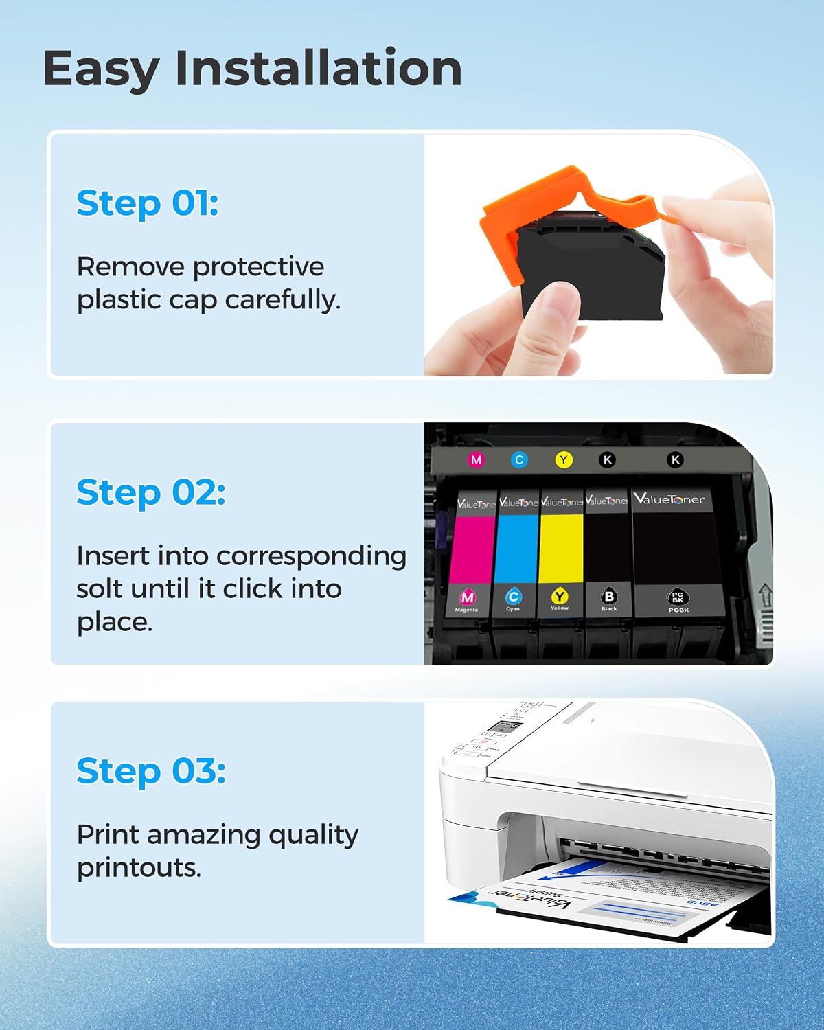 Detalle 1 de Valuetoner 302XL Compatible Black Ink Cartridges, 2-Pack, 550-Page Yield