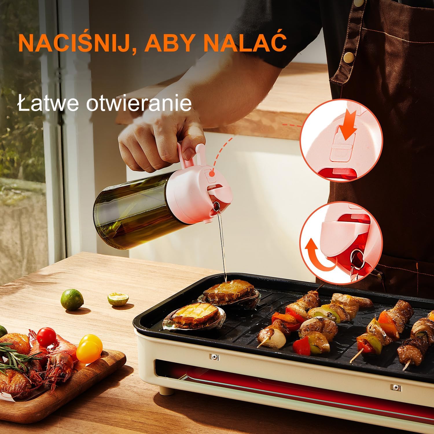 Thumbnail 6 de TrendPlain: szklana butelka do oliwy 2 w 1, dozownik i rozpylacz, 470 ml