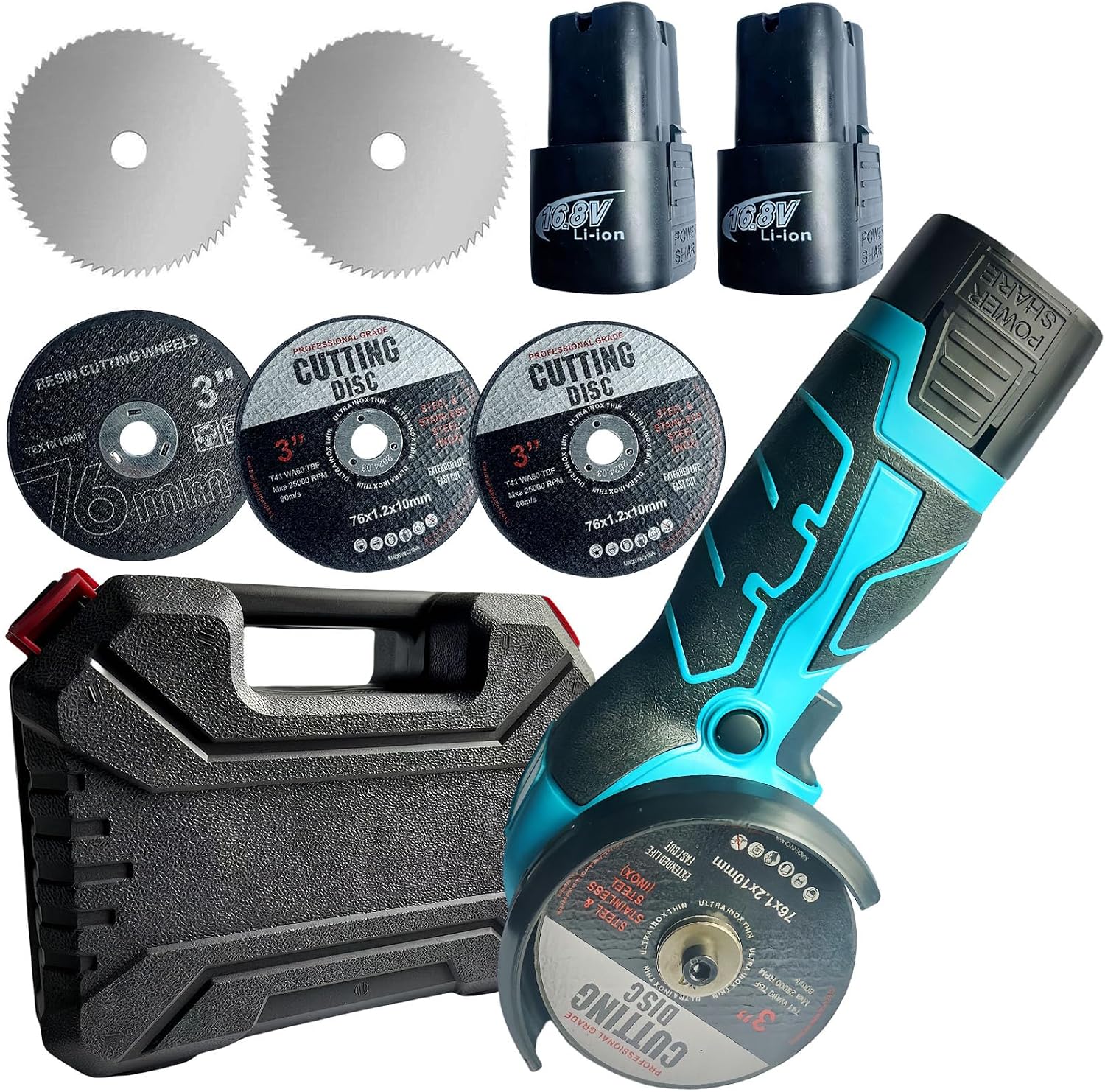 Detalle de Mini meuleuse sans fil 16,8 V – 76 mm, 2 batteries, 28000 tr/min