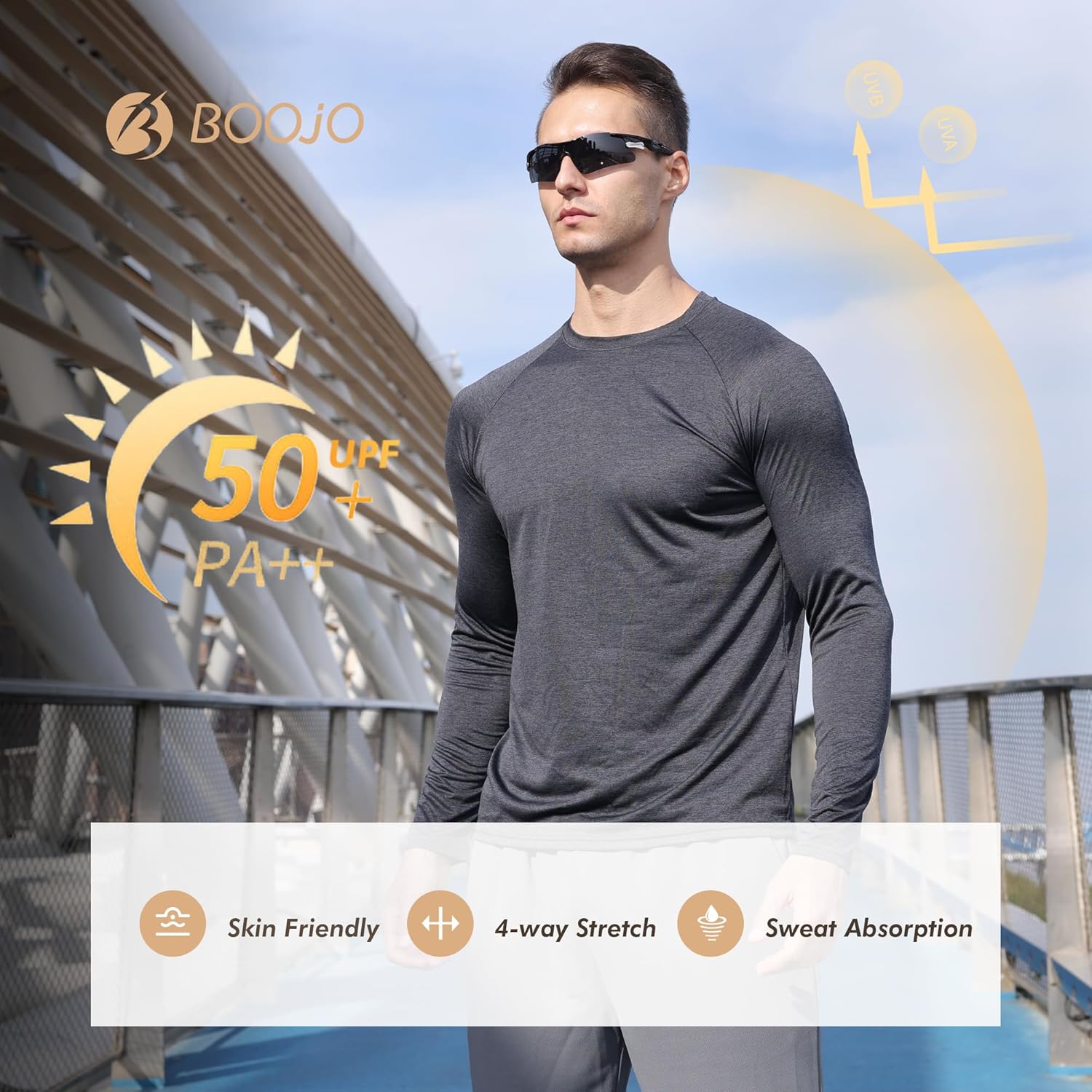 Thumbnail 3 de BOOJO 4-Pack Long Sleeve Shirts for Men (Quick Dry, UPF Sun Protection)