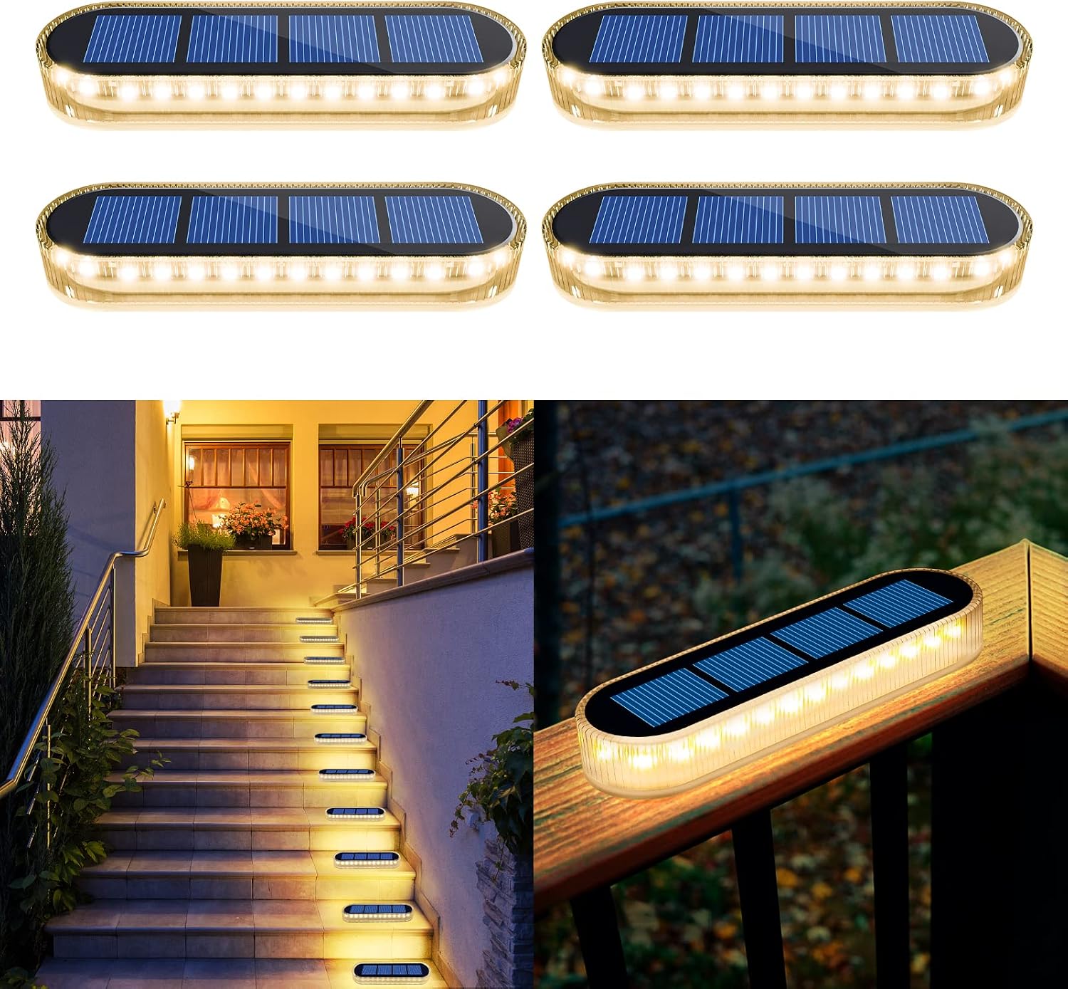 Detalle de YiLaie Luci Solari da Giardino esterne IP68 (4 pezzi), luce calda 2700K con sensore auto on/off per scale e percorso