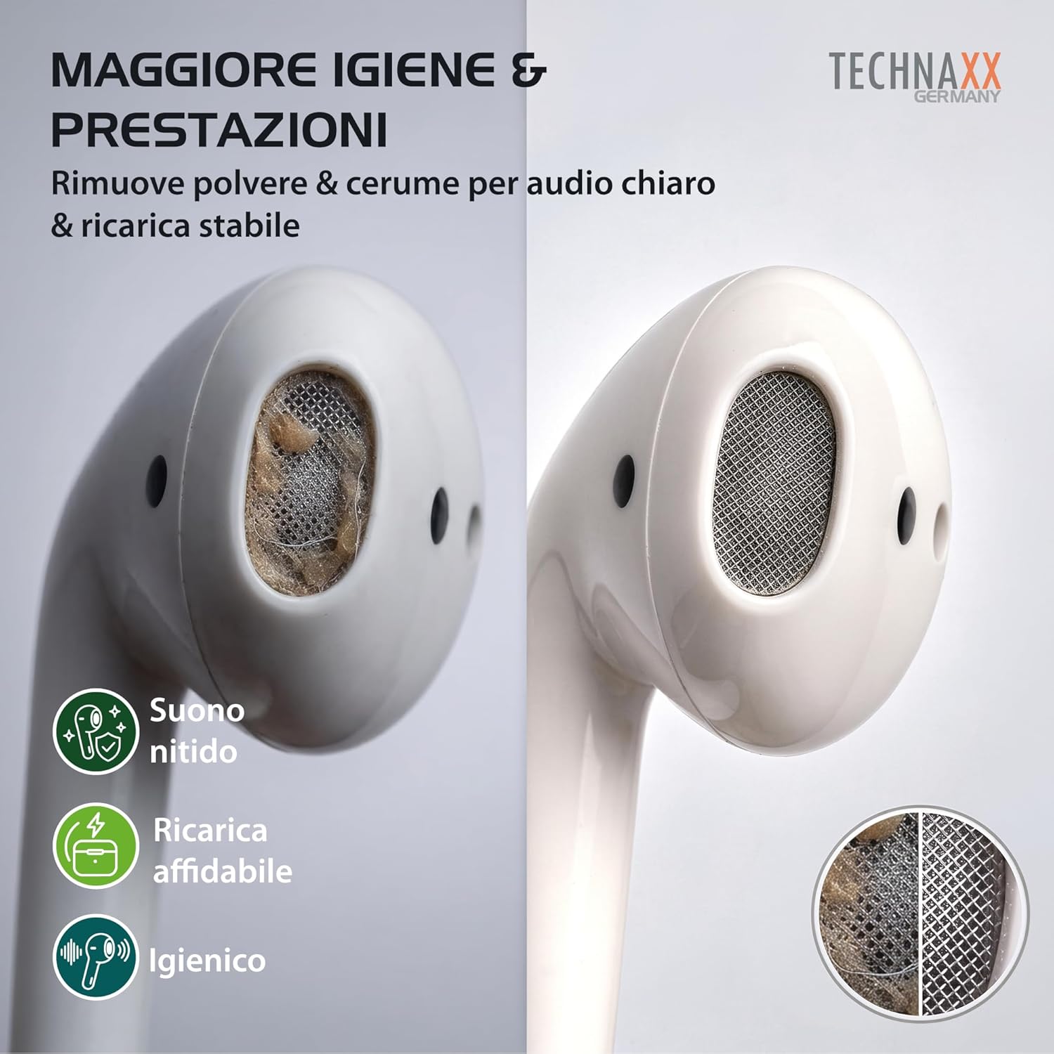 Thumbnail 5 de Technaxx TX-333 Kit di pulizia 3-in-1 per auricolari in-ear e dispositivi, con penna a punta metallica, spazzola, gomma pulente 50g e panno in microfibra