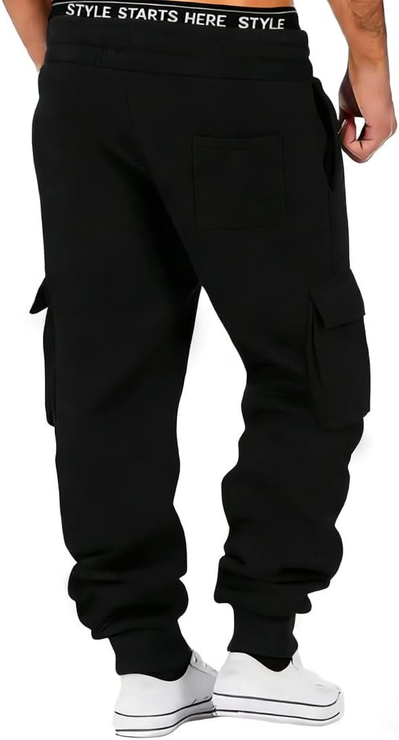 Detalle de CLOAKA Jogginghose Herren – Baumwolle Cargo Baggy mit elastischer Taille und Kordelzug