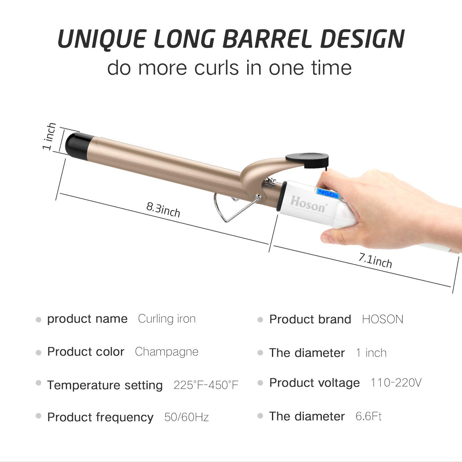 Thumbnail 5 de Hoson 1 Inch Curling Iron with Ceramic Tourmaline Coating