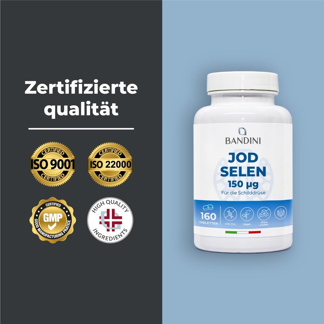 Detalle 2 de Bandini® Jod & Selen Hochdosiert – 160 Tabletten, 80 Tage Vorrat