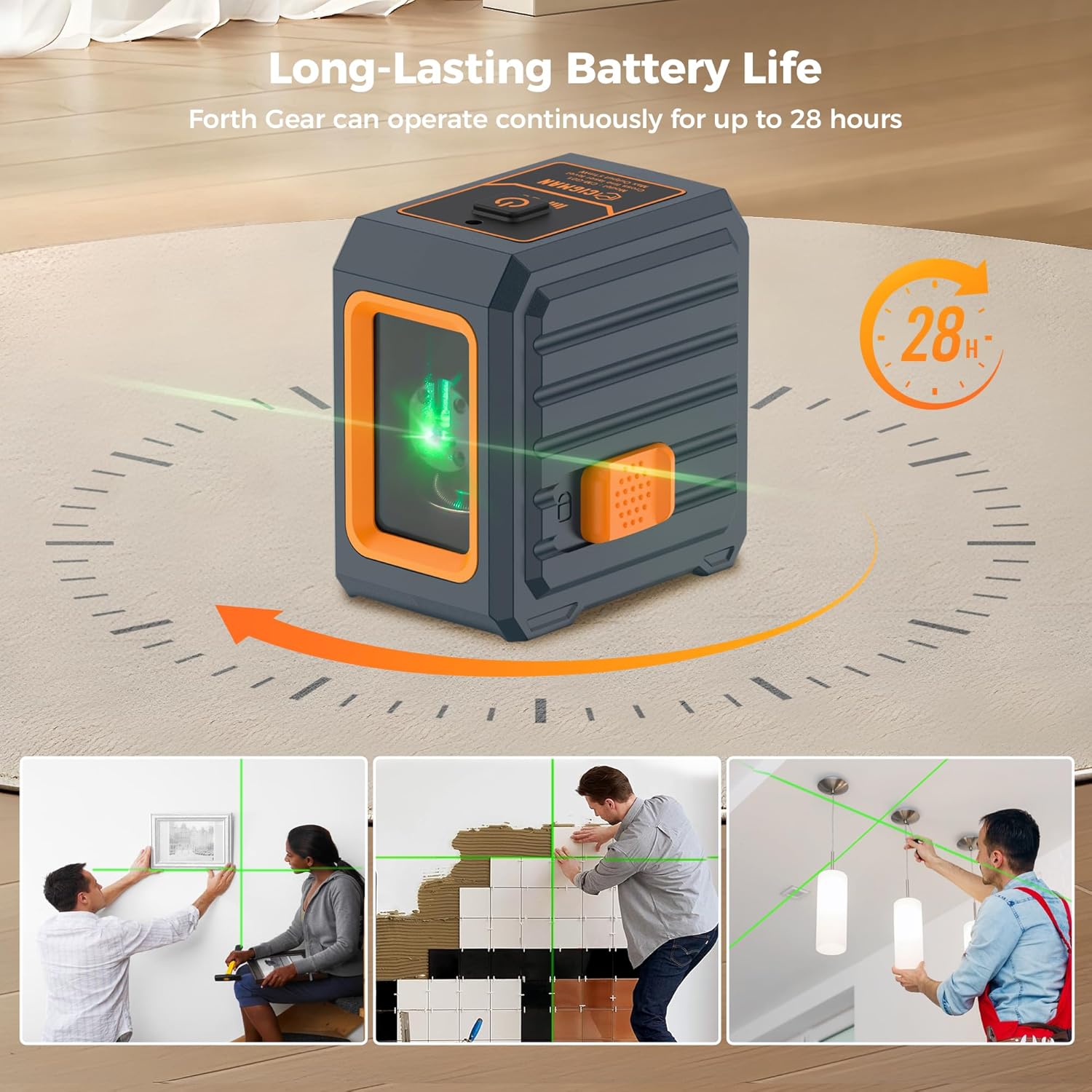 Thumbnail 4 de CIGMAN Self-Leveling Green Laser Level with 90 cm Adjustable Tripod – 30 m Range, ±1.5 mm @ 5 m