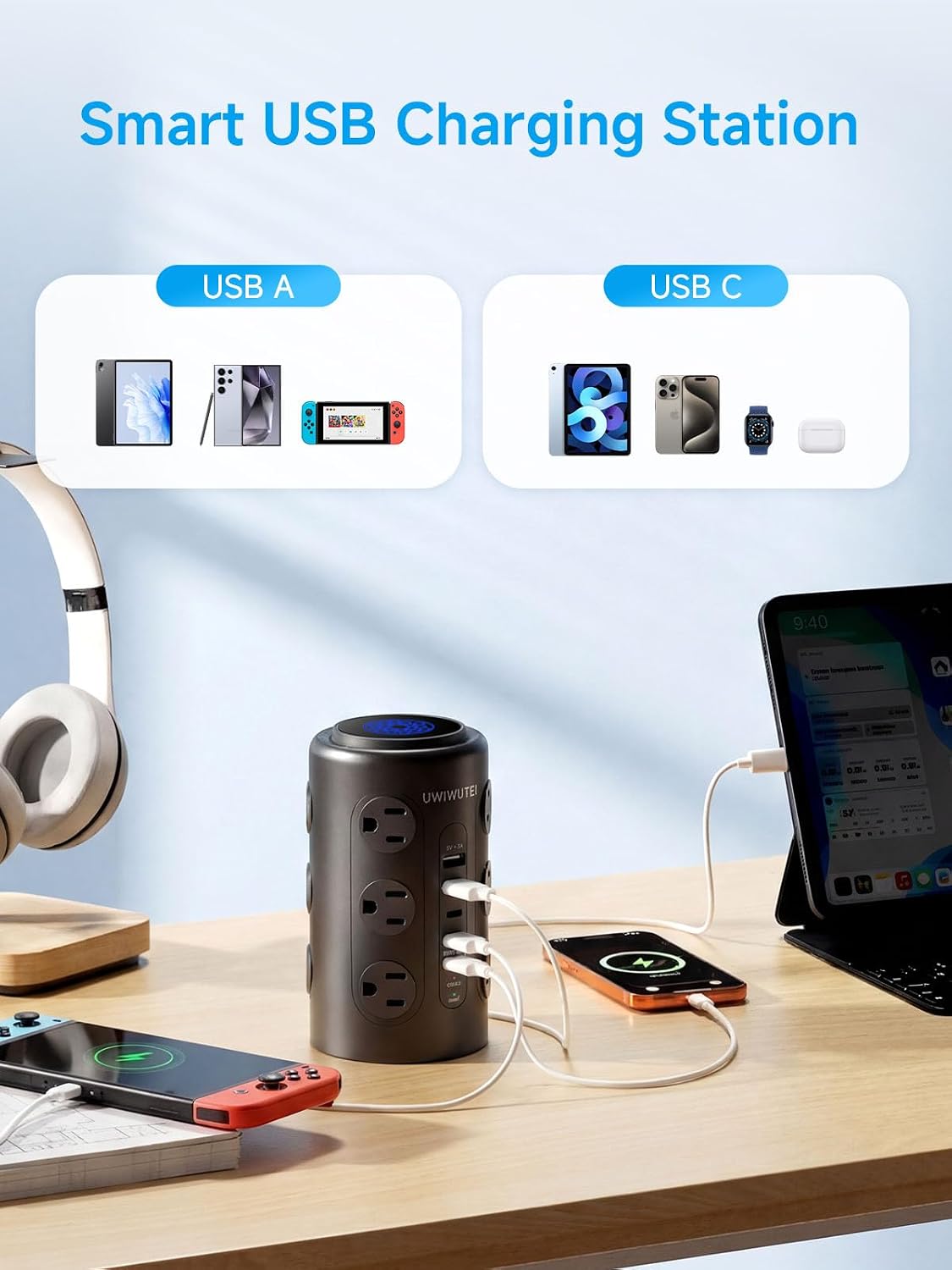 Detalle 1 de Tower Power Strip with 20W USB-C PD