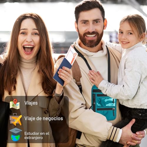 Thumbnail 6 de Yordawn Portadocumentos de Viaje de Cuello con Bloqueo RFID – Funda Impermeable para Pasaporte (Azul Lago)