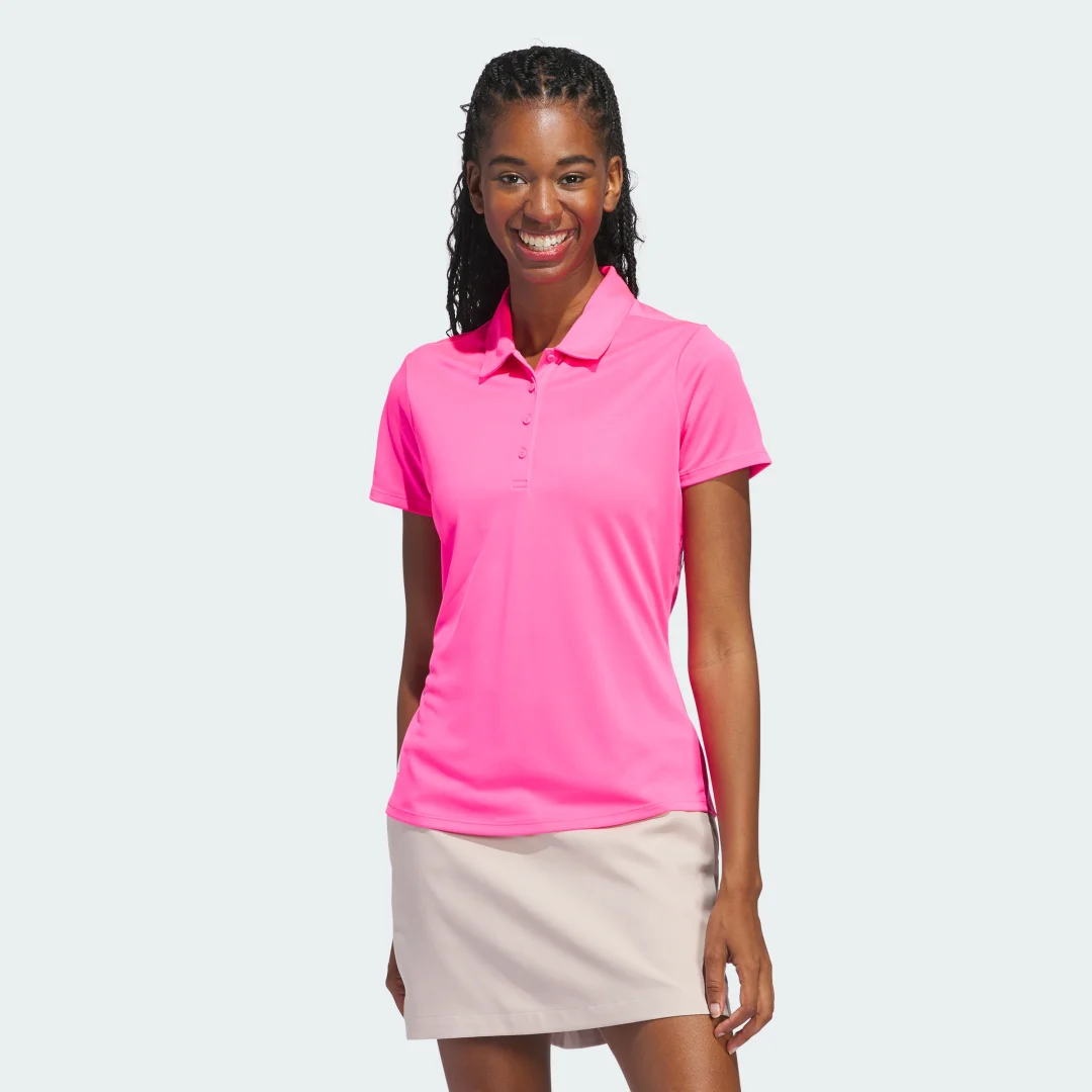 Detalle de Polo Women’s Solid Performance Short Sleeve de Adidas – Rosa
