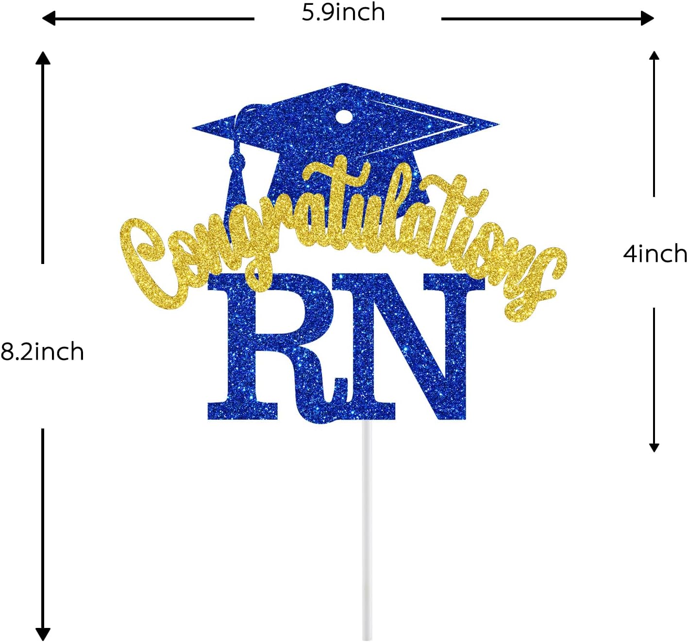 Thumbnail 6 de RN Cake Topper, Blue and Gold Glitter