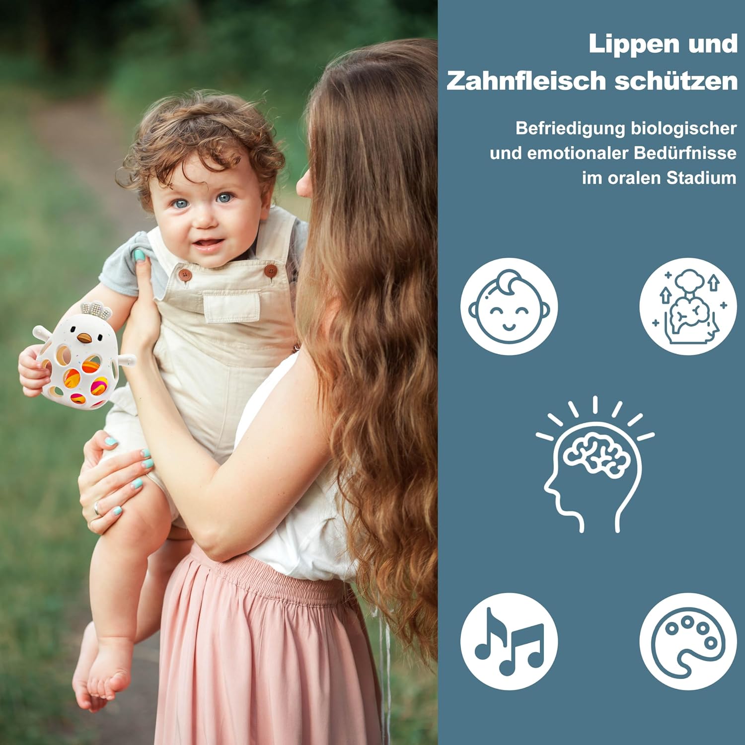 Thumbnail 5 de farout Montessori Beißring & Rassel für Babys – Sensorik Spielzeug aus Silikon, Zahnungshilfe und Greifball