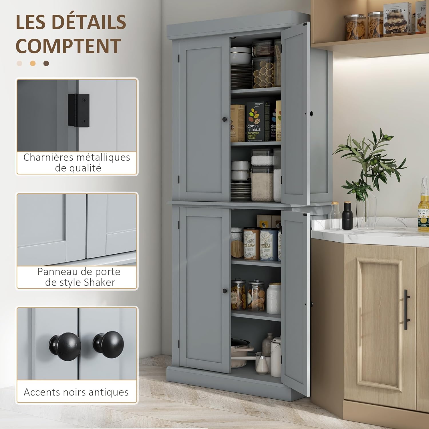 Thumbnail 6 de HOMCOM Armoire de Cuisine 76 x 40,5 x 184 cm